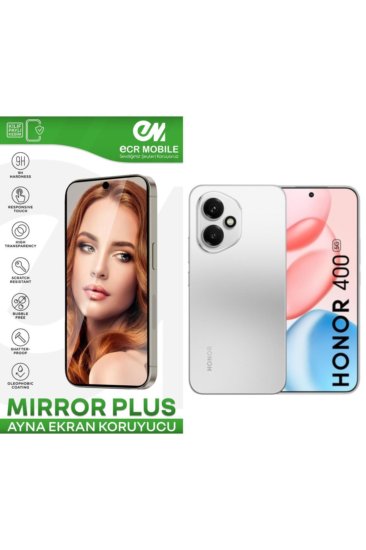 ECRMOBILE Honor 400 ile Uyumlu Esnek Ayna(Mirror) 9H Nano Ekran Koruyucu