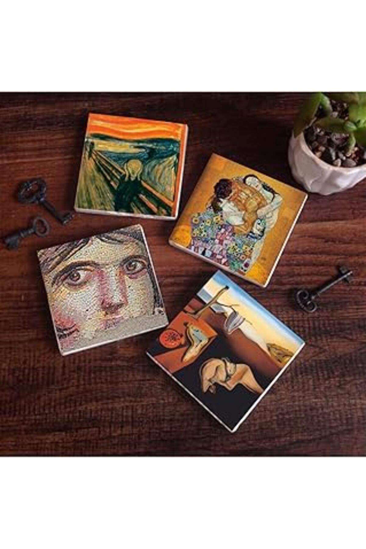 ASİTAN Pinecone Dalí Belleğin Azmi, Çığlık, Çingene Kızı Mozaiği, Gustav Klimt Aile Kucaklama Taş Bardak A