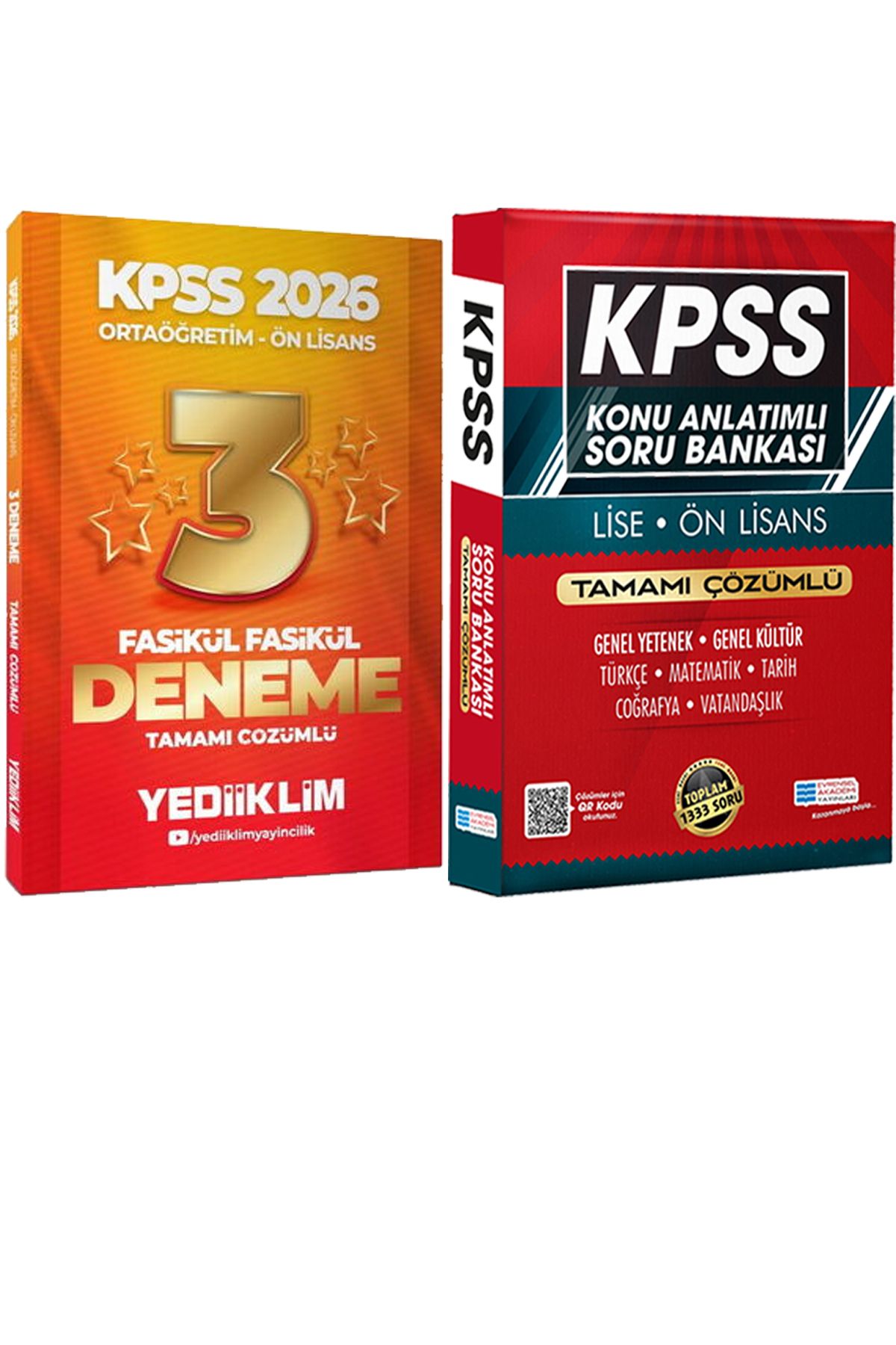 Yediiklim Yayınları 2026 Kpss Ortaöğretim-Önlisans Çözümlü 3 Yıldız Fasikül Deneme + Lise Önlisans Konu Ant. Soru