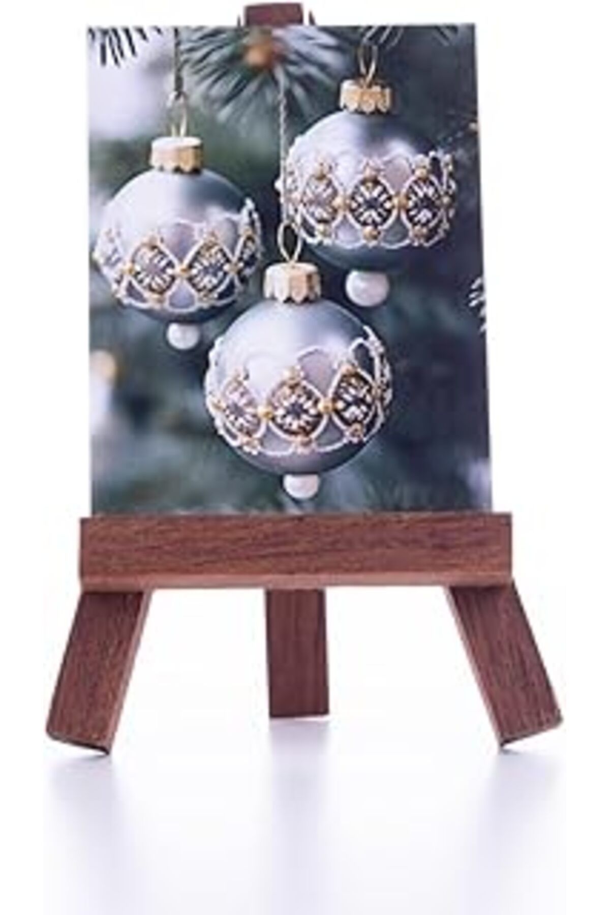 ASİTAN Bimotif Yılbaşı Not Ve Tebrik Kartı, Gümüş Süs Topları, 6,5 X 8,5 Cm 10 Adet