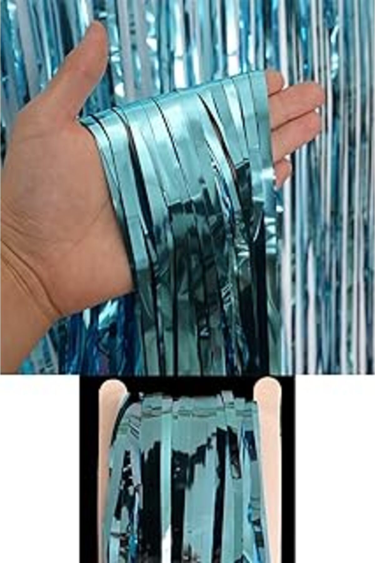 ASİTAN Metalize Arka Fon Perde (Açık Mavi)