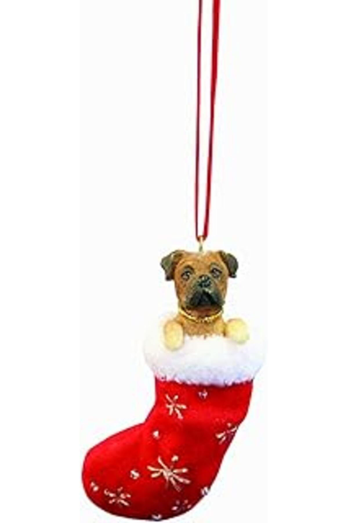ASİTAN E&S Pets Bull Mastiff Noel Çorabı Süsü "Noel Baba'Nın Küçük Dostları" El Boyalı Ve Dikişli Detay