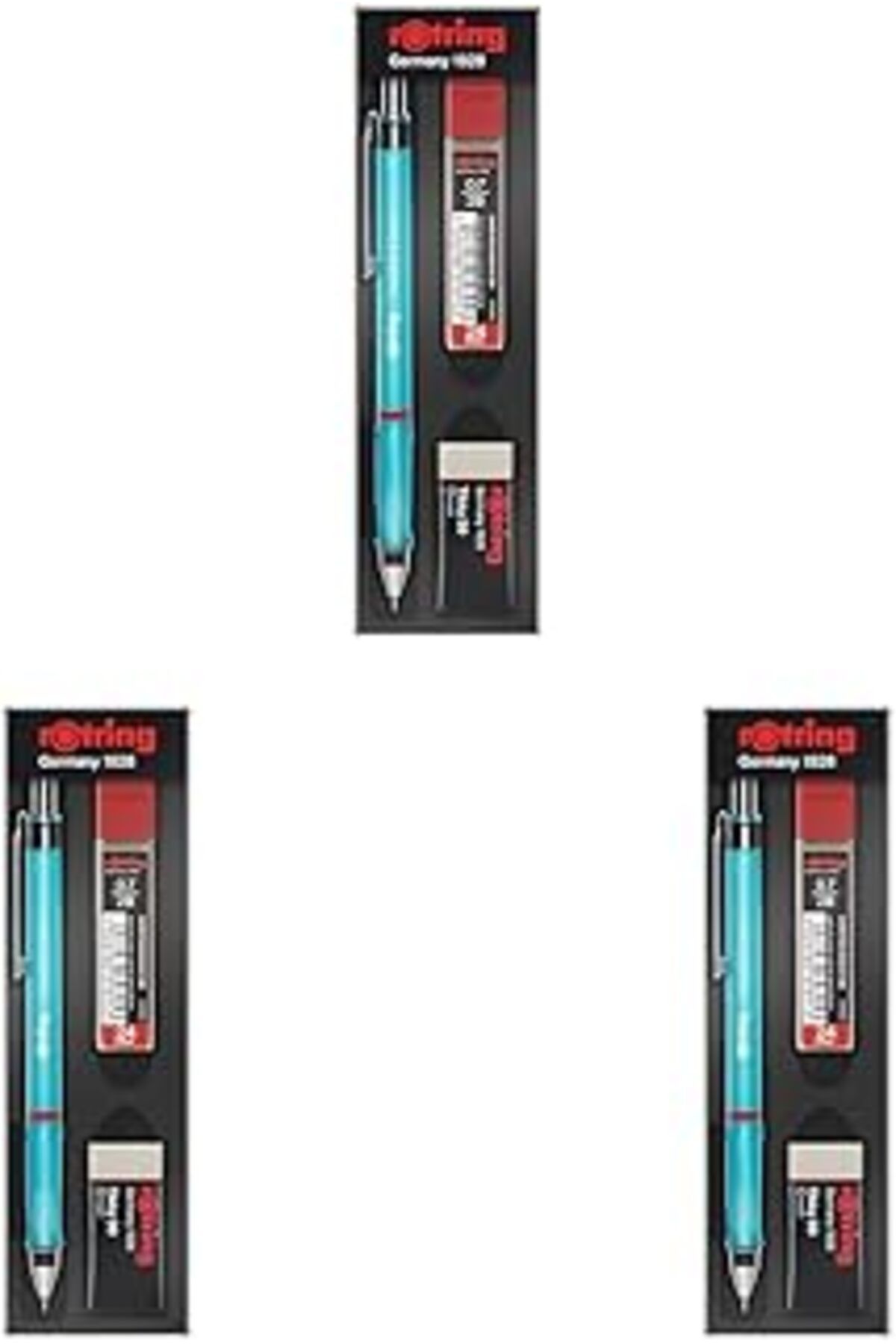 Qedii Rotring Visuclick Versatil Kalem 3’Lü Okul Seti, Uçlu Kalem 0.7 Mm, 0.7 Uç 2B, Silgi Hediye - Mavi