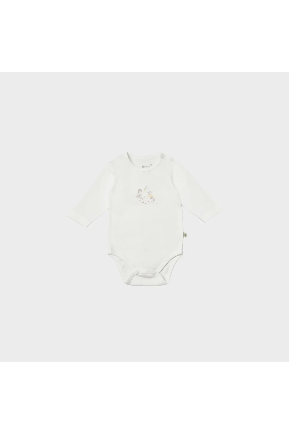 MBB ETİCARET Bibaby Biorganic Penguin Club Bebek Body 56003 Ekru Gri