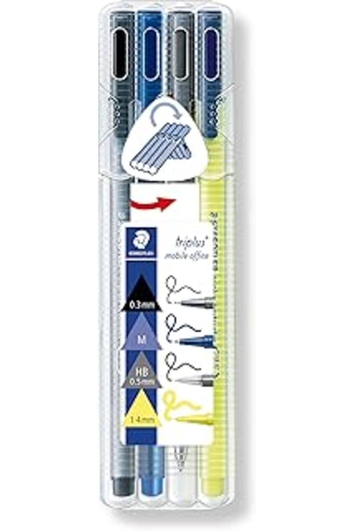 TBSProjects Staedtler 34 Sb4 Triplus Mobile Office 4'Lü Set Finerliner 3349 Tükenmezkalem 431 M3 Kurşunkalem 0.
