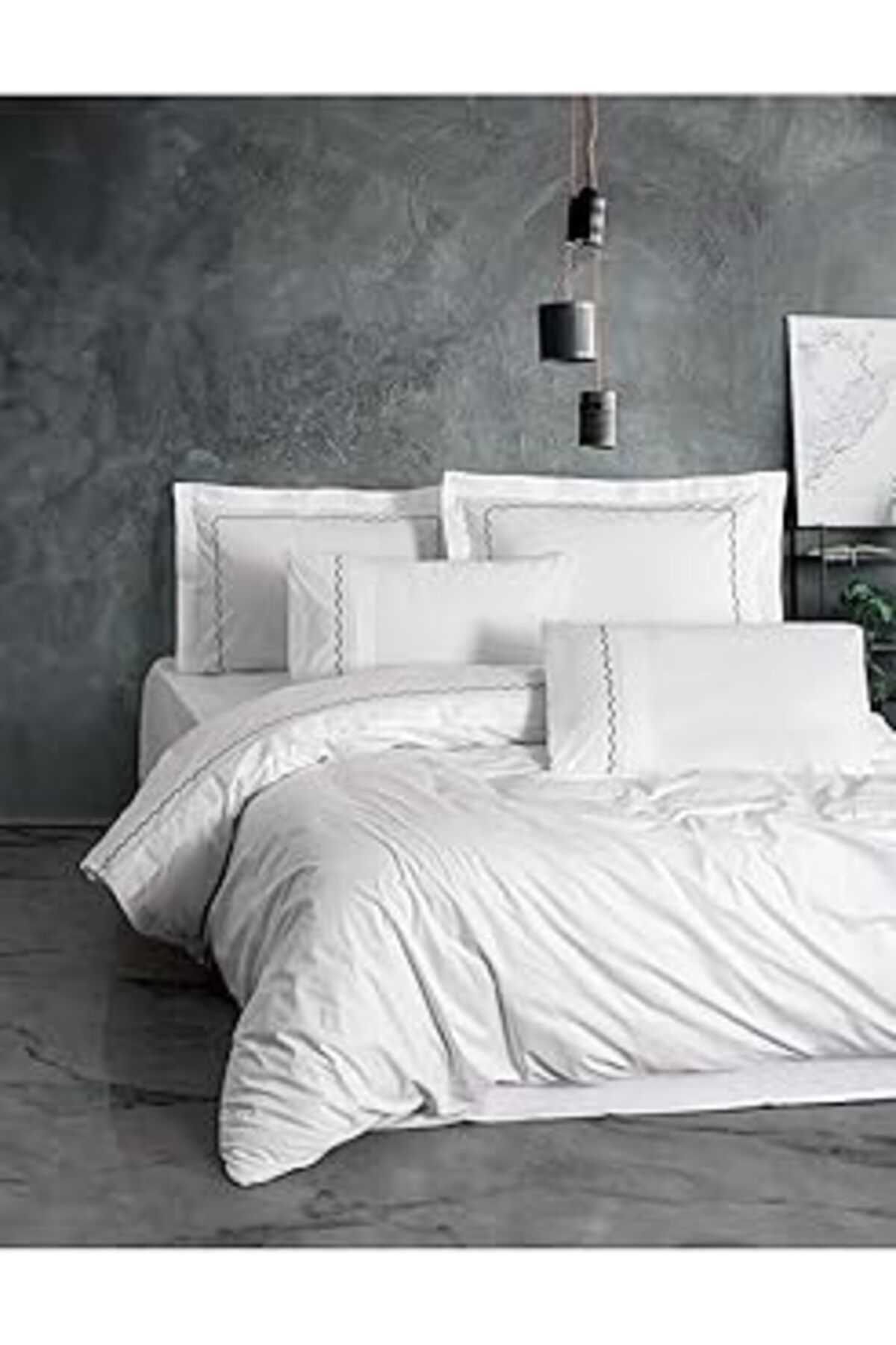 Qedii Cozy Home Classic Çift Kişilik Nevresim Takımı Josina Beyaz