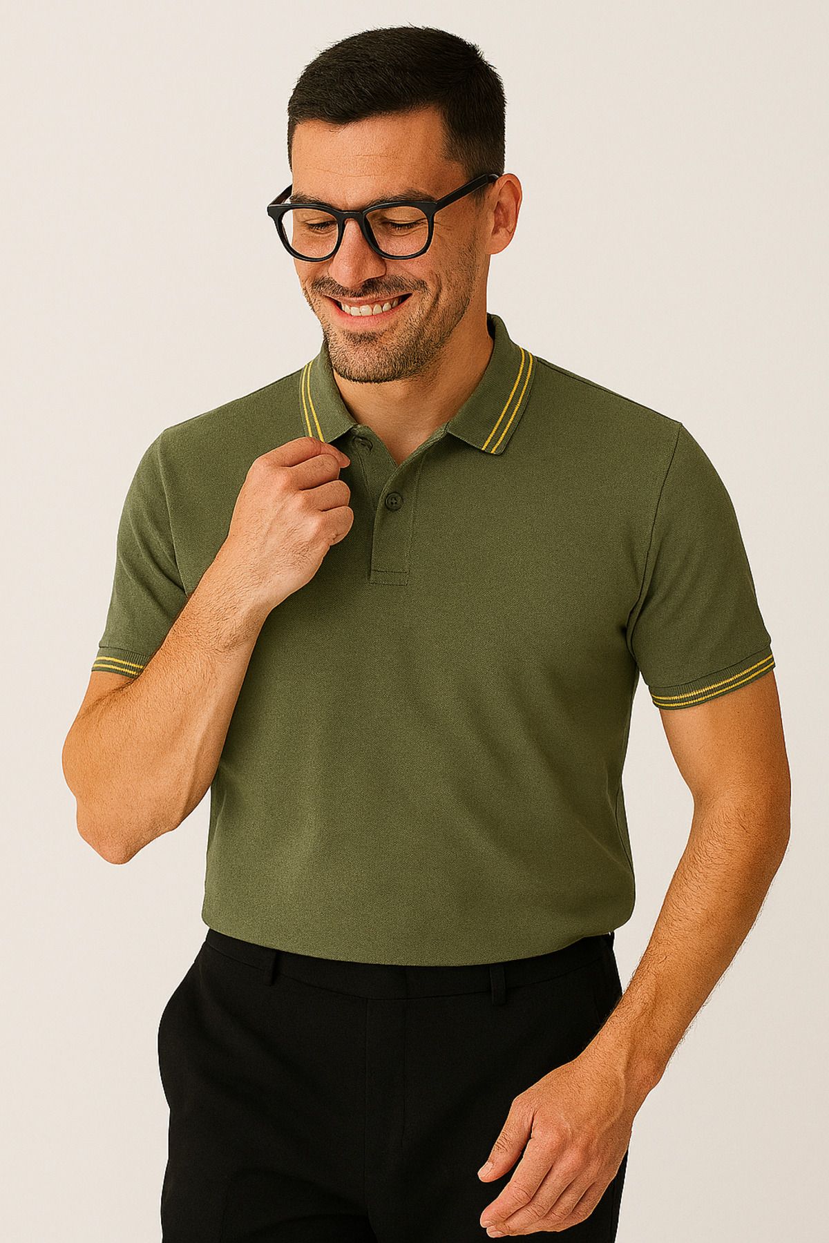 UOMOPARK 2979-1 Style Line (Stil Sahibi Çizgiler) Polo Yaka Erkek Tişört