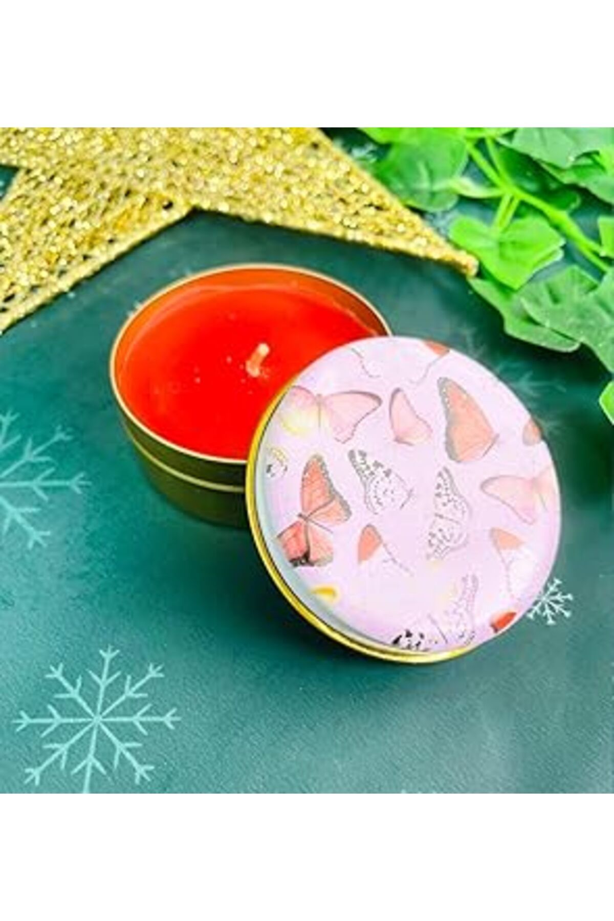 ASİTAN Giftmoda Kelebek Tasarımlı Kokulu Teneke Mum (BEYAZ)