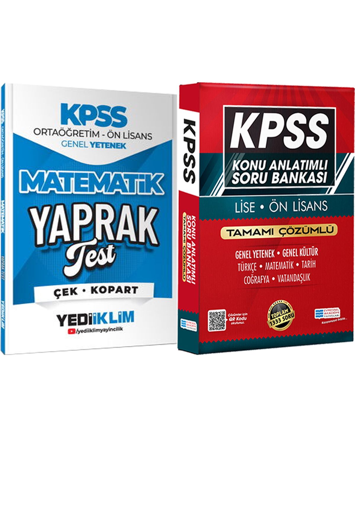 Yediiklim Yayınları 2026 KPSS Ortaöğretim Ön Lisans Matematik Çek Kopart Yaprak Test + Lise Önlisans Konu Ant. Soru