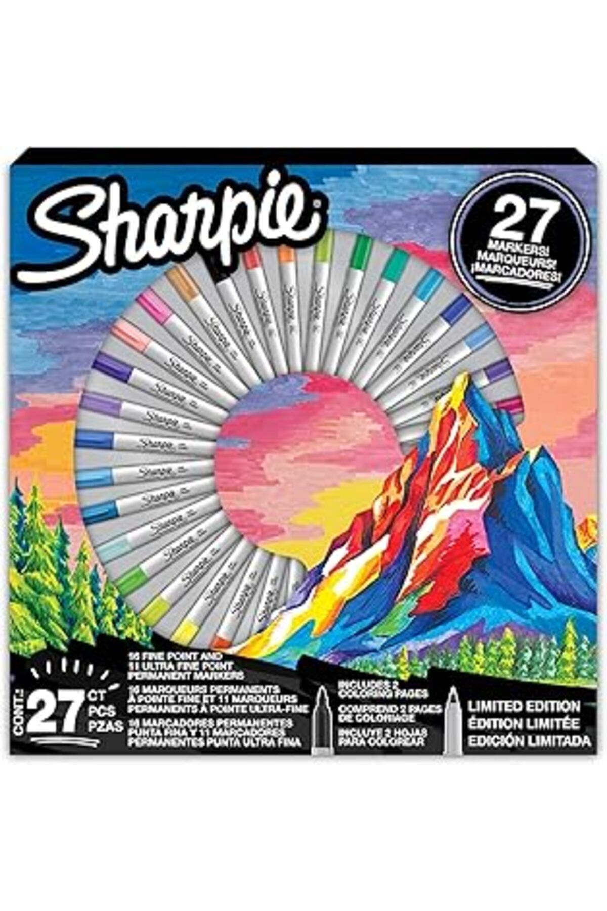 ASİTAN Sharpie Fine Permanent Markör 27Li Kutu- Dağ