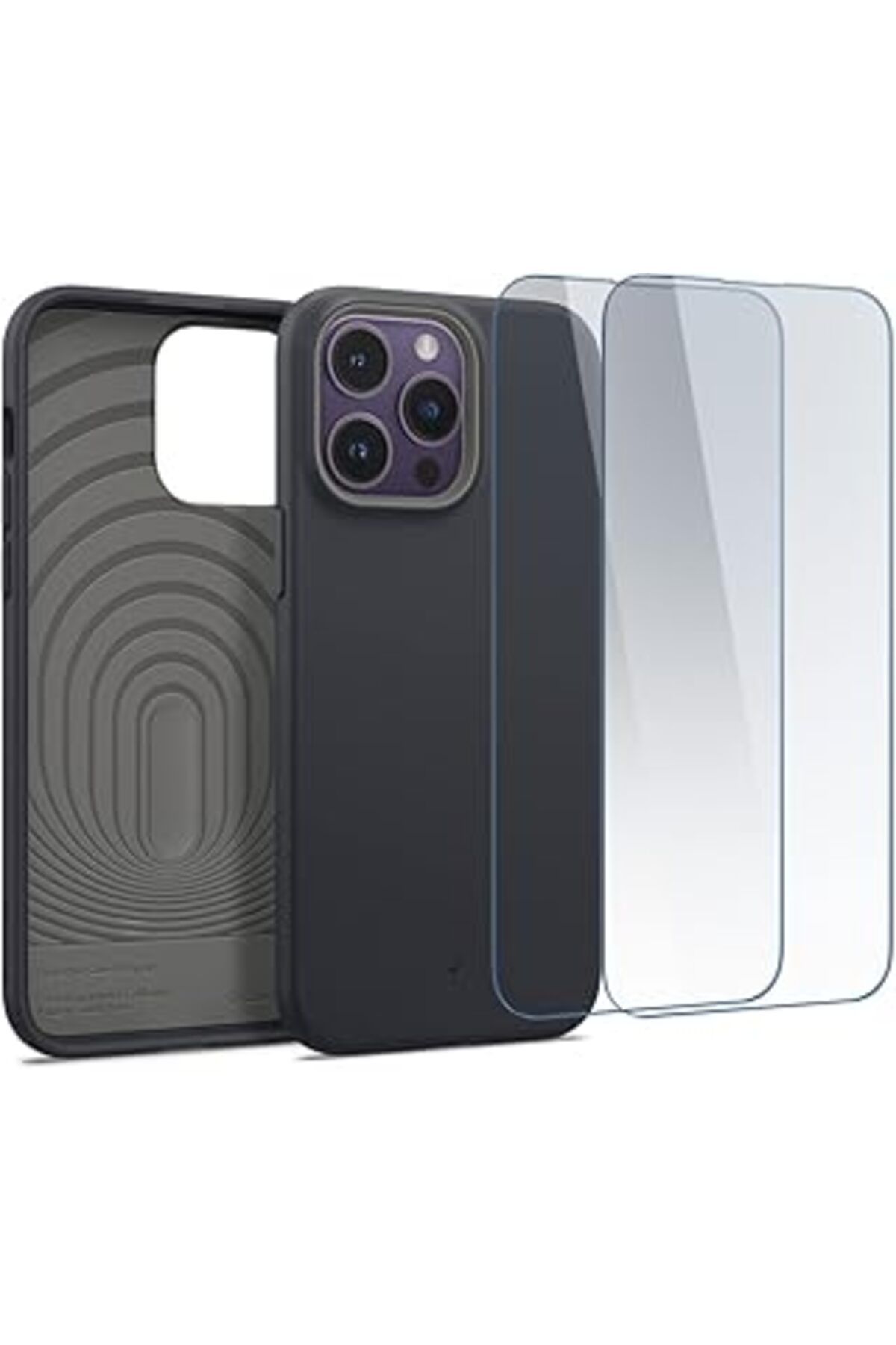 Mu Art Ahşap Caseology Iphone 14 Pro Kılıf Nano Pop 360 + Cam Ekran Koruyucu (2 Adet) Black Sesame - Acs05009