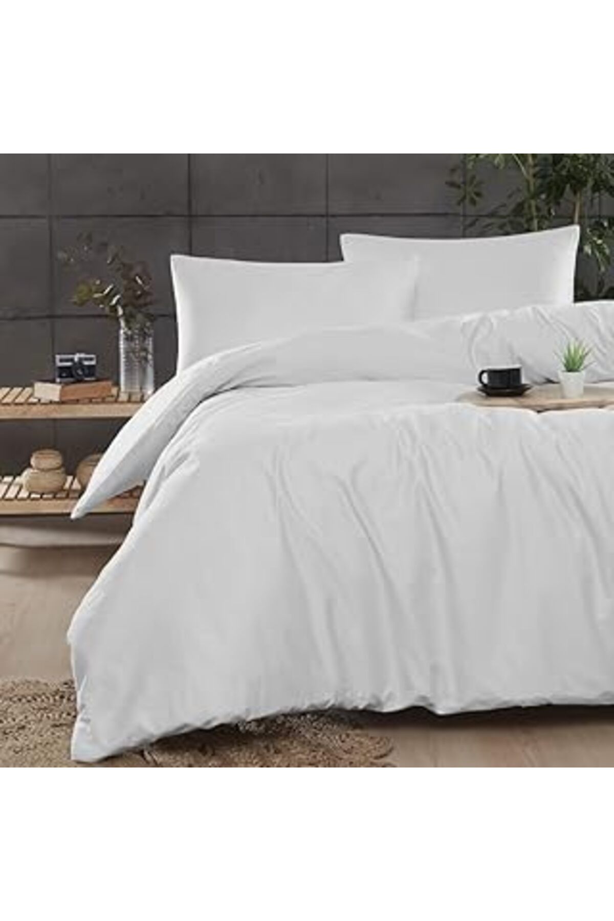 Qedii Mulberry Ranforce Tek Kişilk Pamuklu Nevresim Takımı 160X220 - Beyaz
