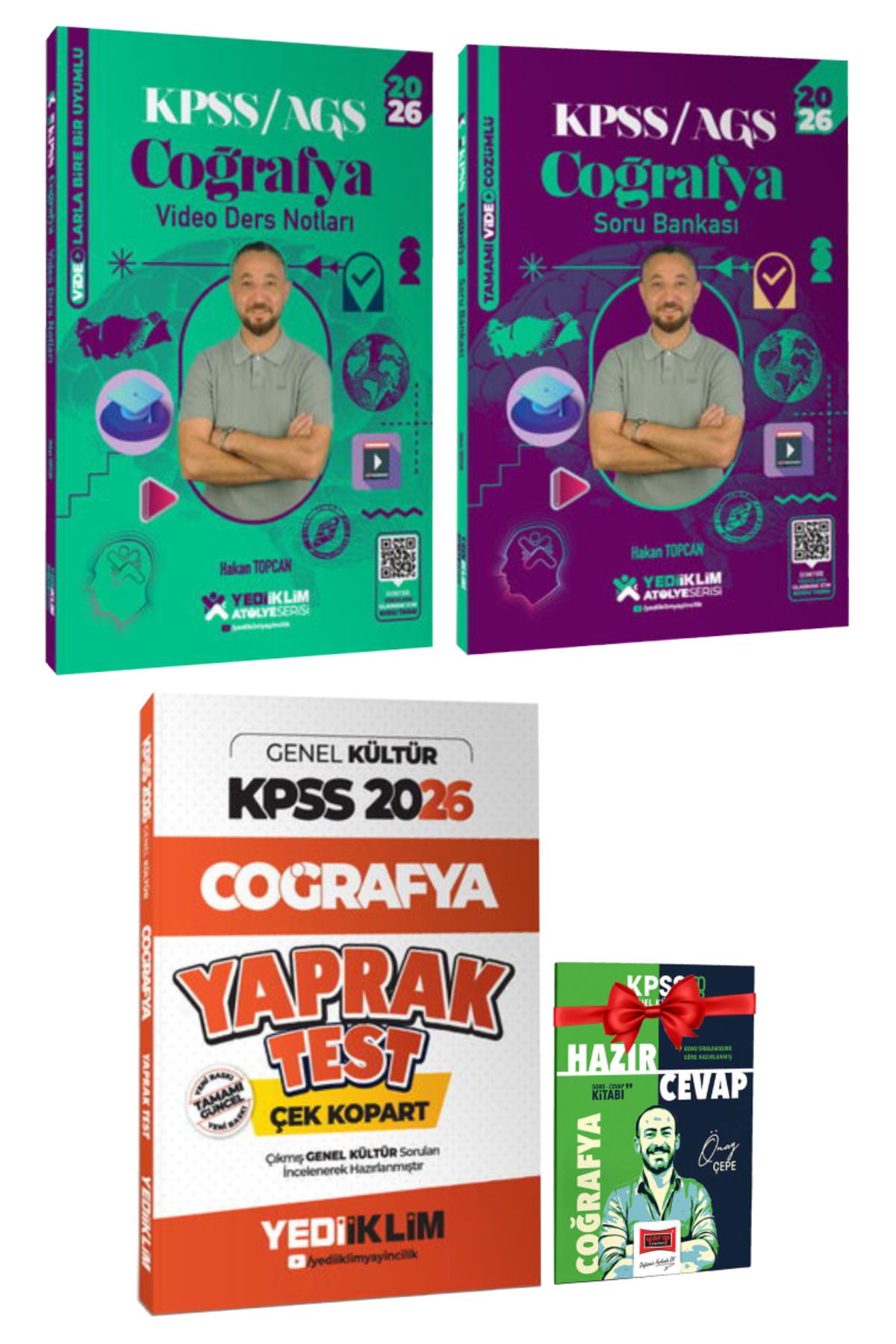 Yediiklim Yayınları 2026 KPSS Coğrafya Video Ders Notları+Soru Bankası+Yaprak Test+Hediye Soru-Cevap Kitabı|Hakan Topcan