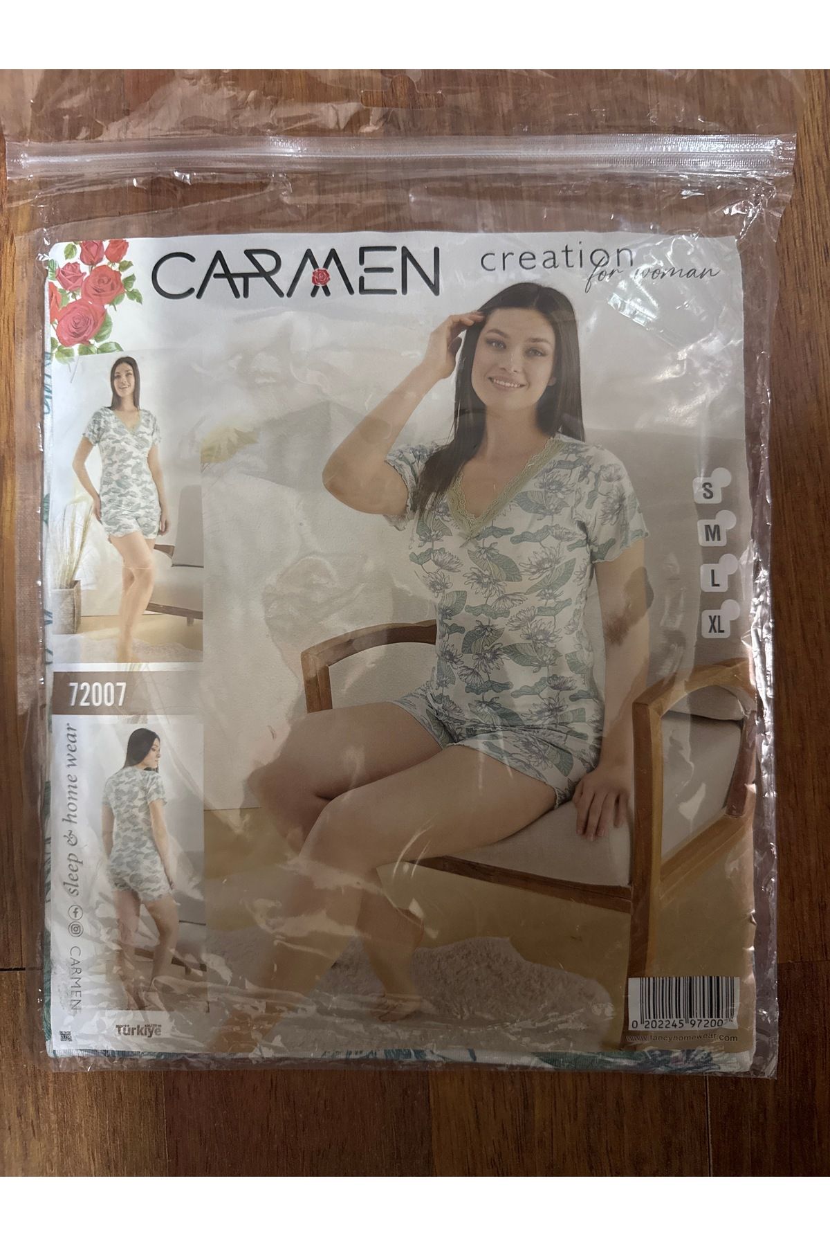 expermarket Genel markalar kadın pijama takımı şortlu kısa kollu yakası dantelli