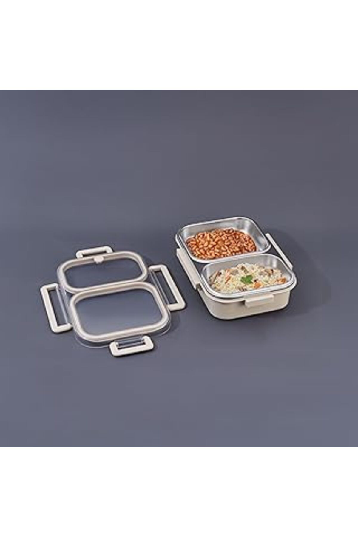 NETWORK ART Bento Dikdörtgen 2 Bölmeli Lunch Box Yemek Termosu Vizon 1000 Ml