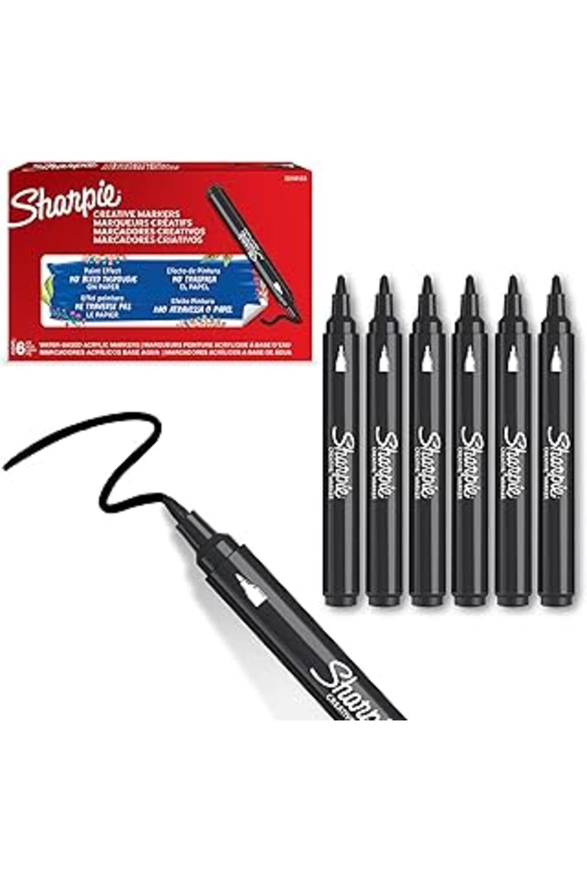 ASİTAN Sharpie Akrilik Markör, Yuvarlak Uç, Siyah
