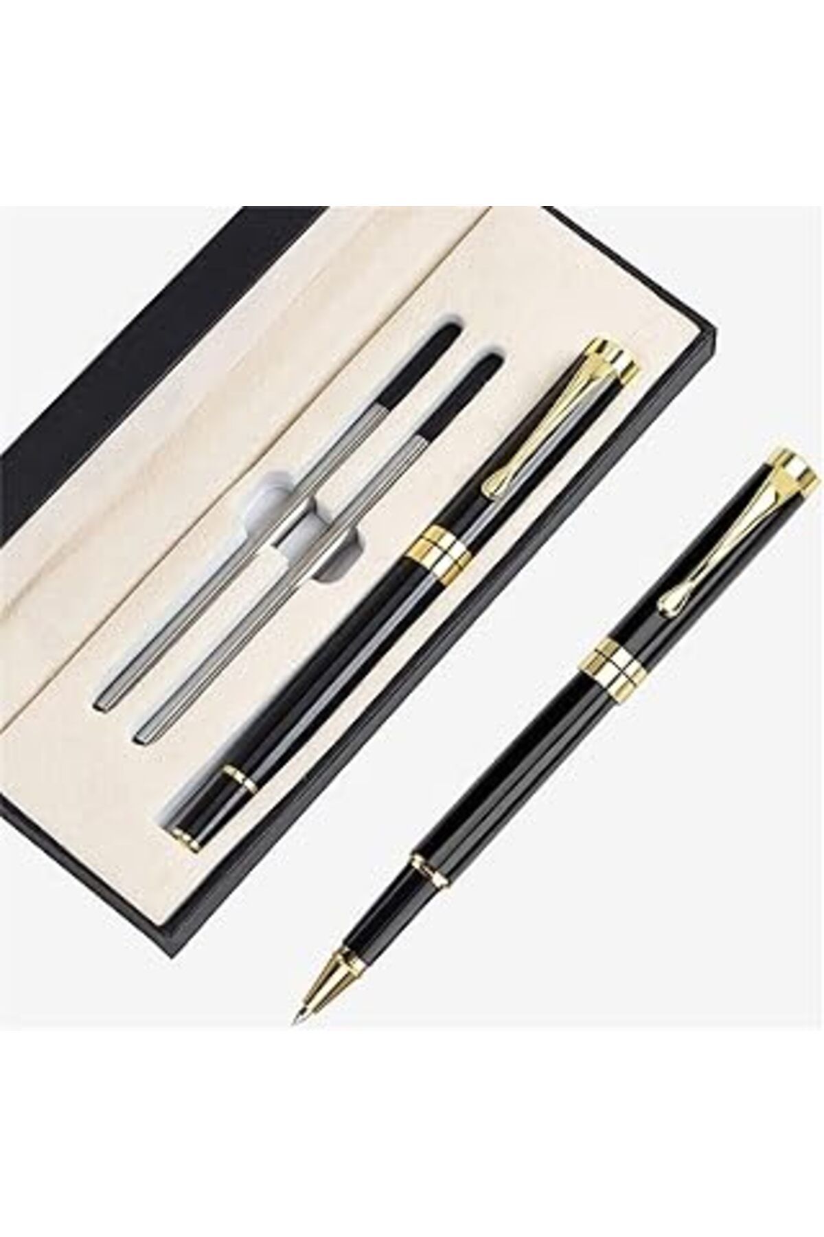 ASİTAN Xspring Expert Tükenmez Kalem, 2 Adet Siyah Mürekkep Dolumlu 0.5Mm Tükenmez Kalem, Lüks Tükenmez Ka