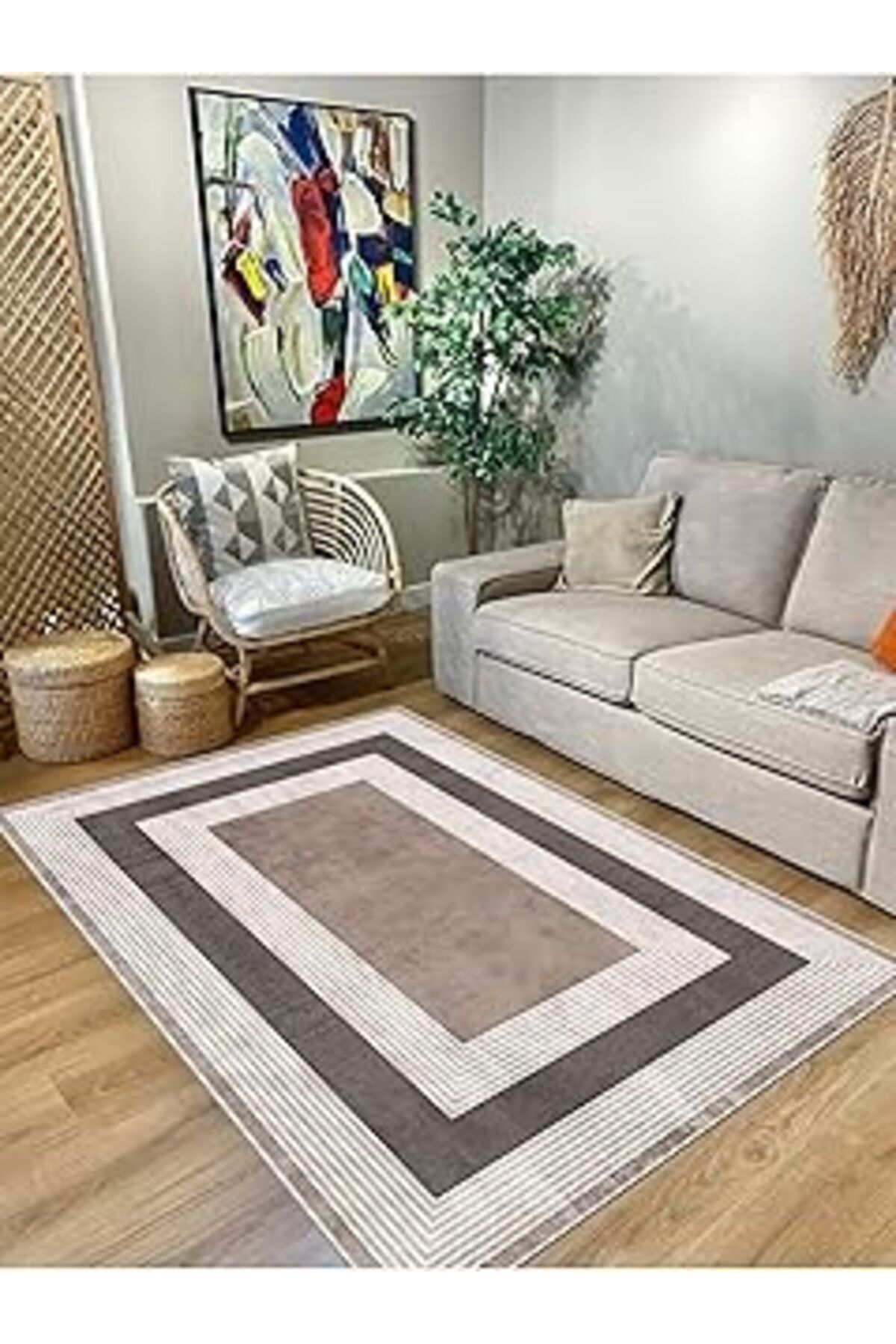 ASİTAN Sade Desen Modern Halı Kaymaz Taban Yıkanabilir Halı Mln-520 50X80Mln52033