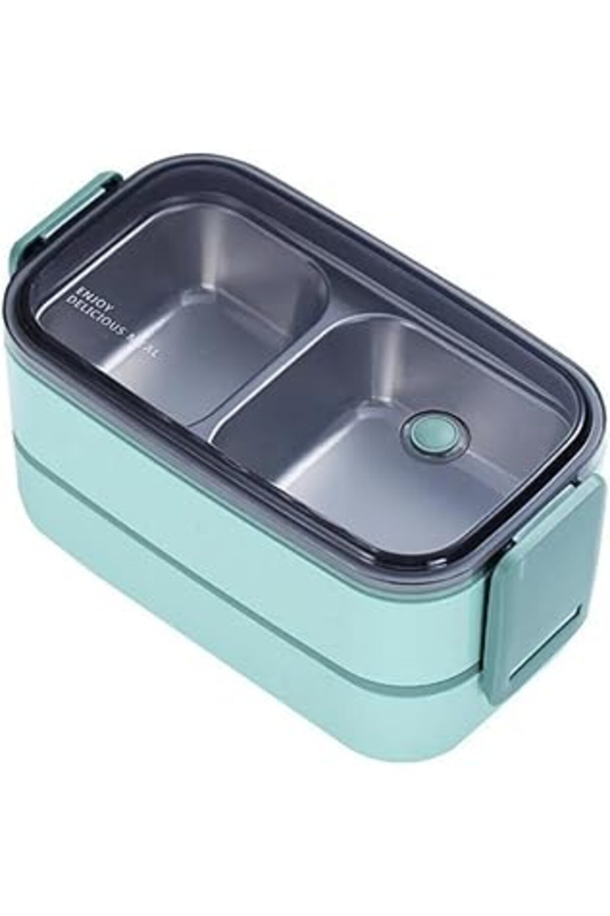 NETWORK ART Vagonlife Bento 1400Ml Lunchbox İki Katlı 2 Bölmeli Çelik Sefer Tası Yemek Kutusu (Yeşil)