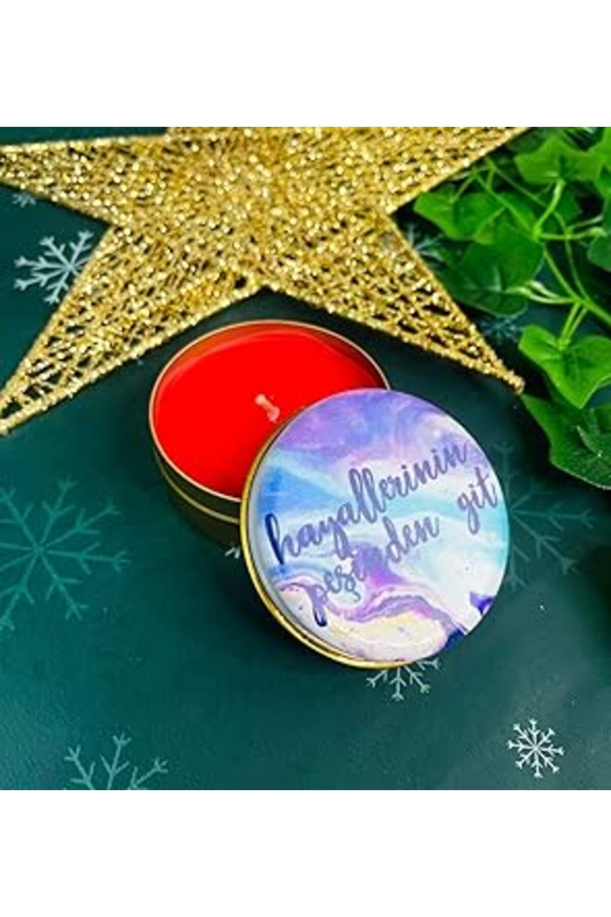 ASİTAN Giftmoda Hayallerinin Peşinden Git Tasarımlı Kokulu Teneke Mum (Beyaz)