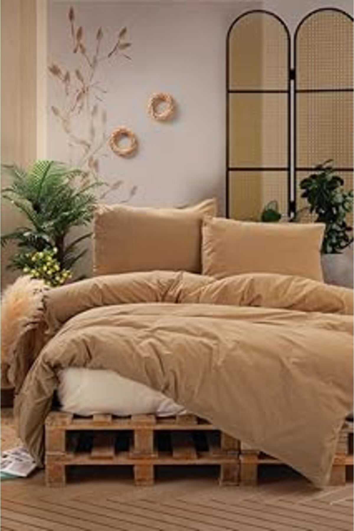 Qedii Cotton Box Neat Çift Kişilik Nevresim Takımı Bej-Krem