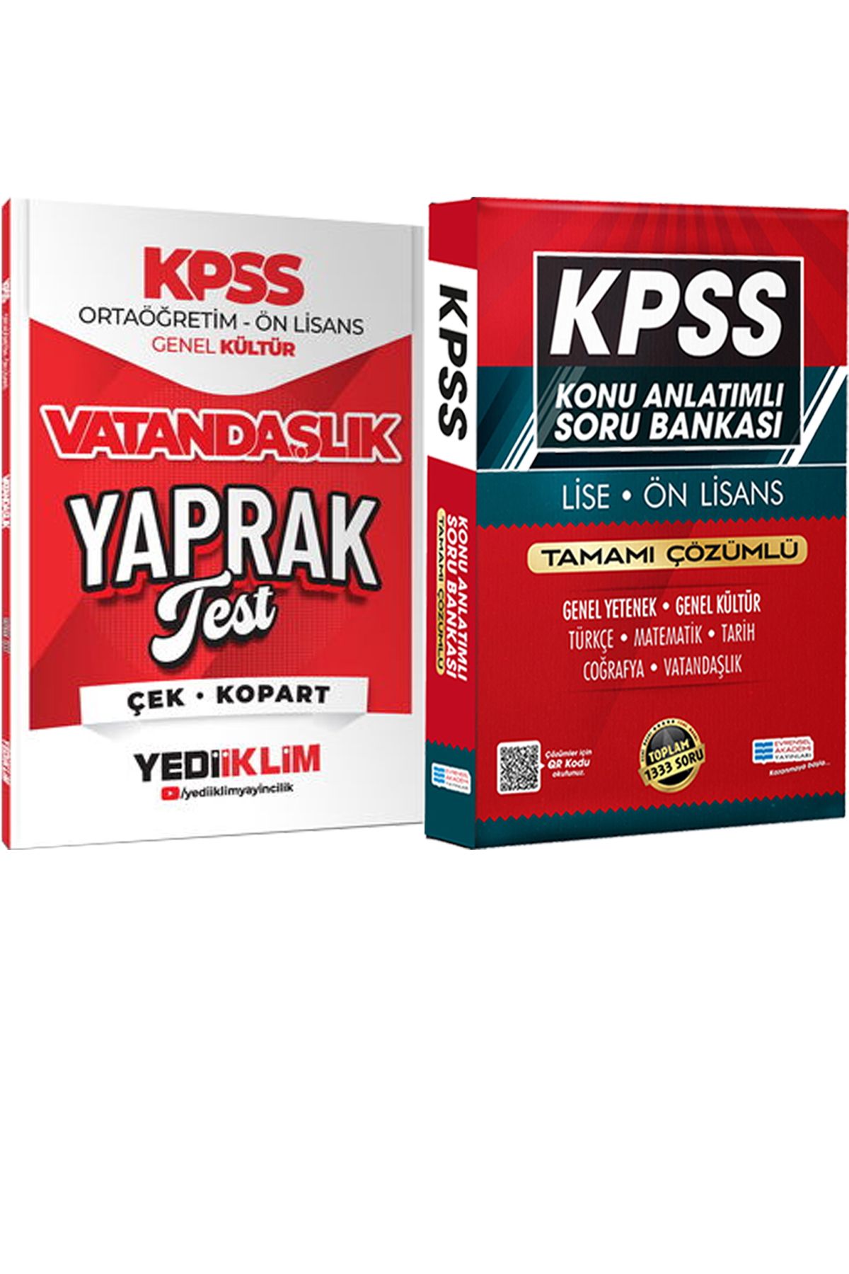 Yediiklim Yayınları 2026 KPSS Ortaöğretim Ön Lisans Vatandaşlık Çek Kopart Yaprak Test + Lise Önlisans Konu Ant. Soru