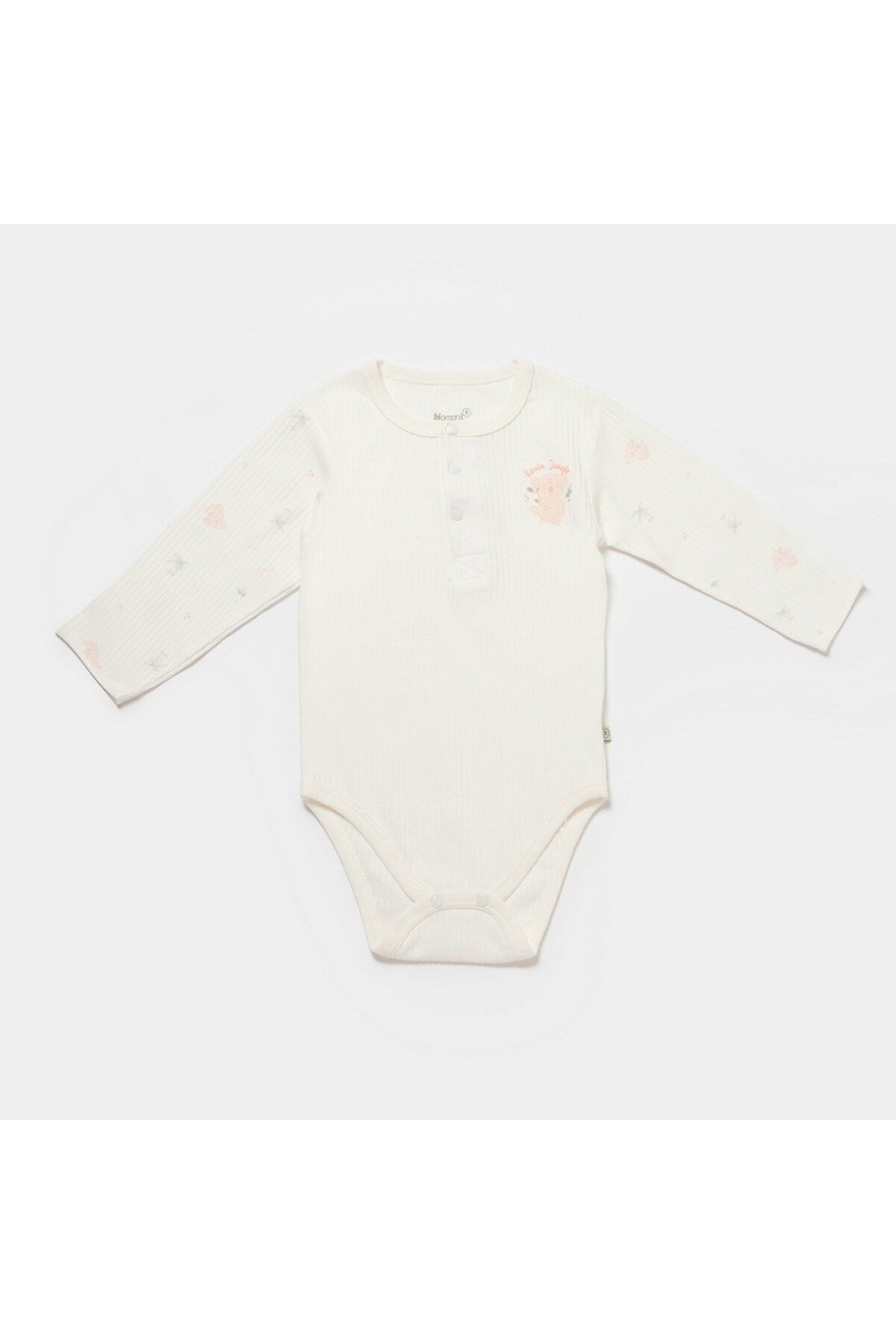 MBB ETİCARET Bibaby Biorganic Koala Jungle Uzun Kol Bebek Body 56973 Pembe