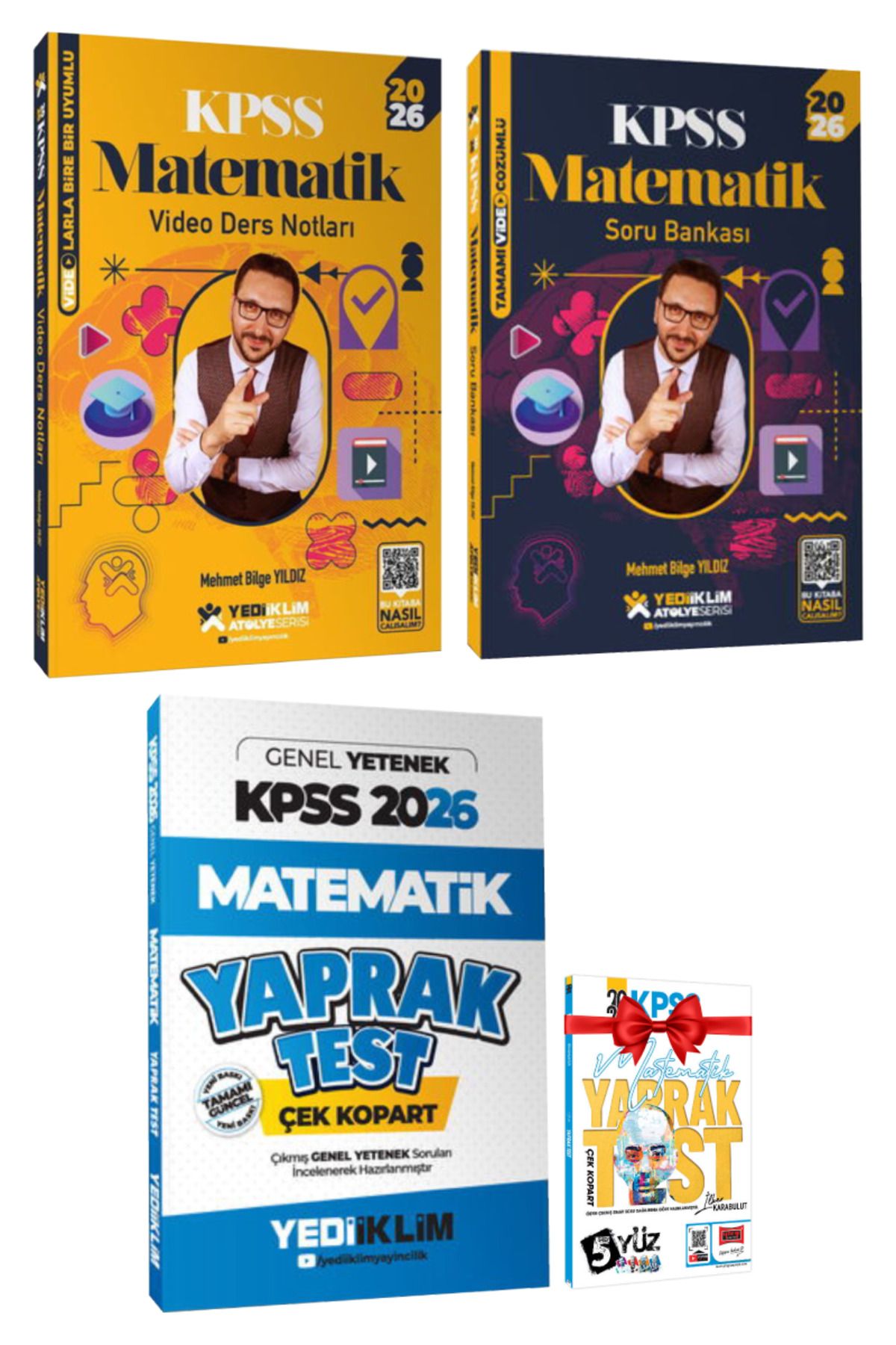 Yediiklim Yayınları Mehmet Bilge Yıldız | 2026 KPSS Matematik Video Ders Notları+Soru Bankası+Yaprak Test+Hediye