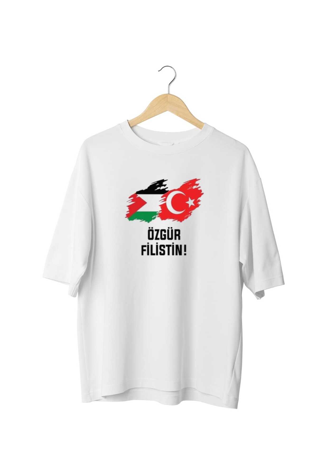 Panda Baskı Tekstil ÖZGÜR FİLİSTİN 3 BASKILI ÖZEL TASARIM OVERSİZE TSHİRT