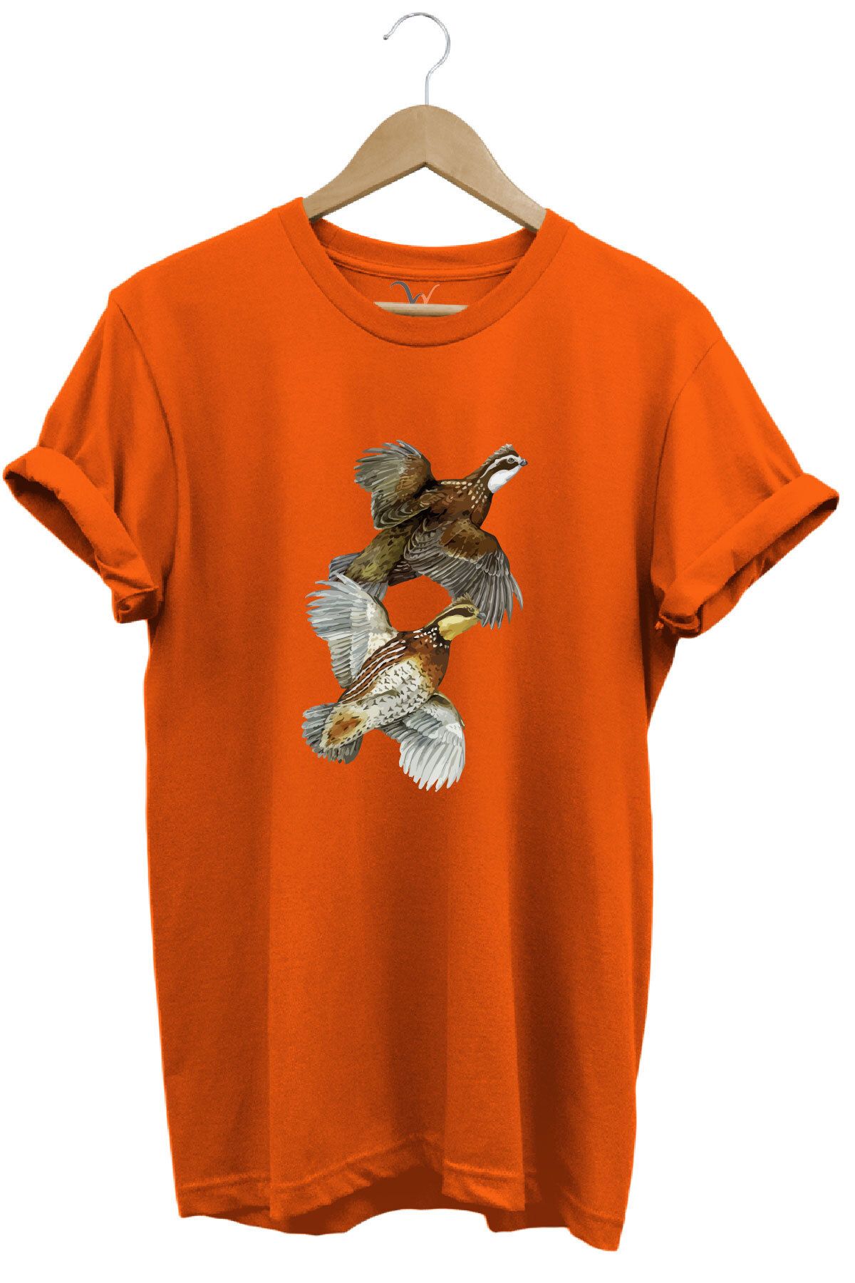WİDİ Avcılık Hunter Keklik Kuşları Tasarımlı %100 Pamuk Regular Fit T-Shirt