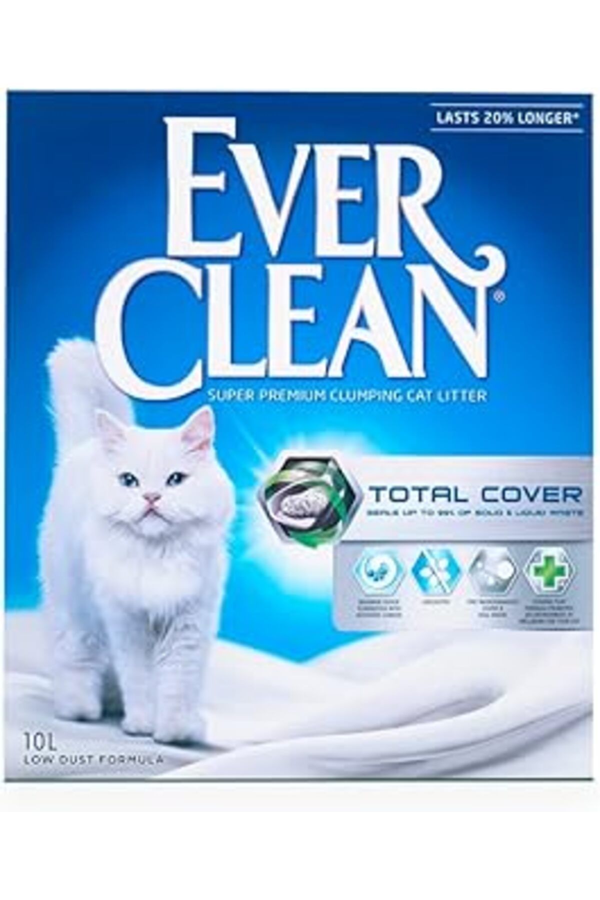 NETWORK ART Ever Clean Total Cover Ekstra Güçlü Topaklanan Kedi Kumu, Hijyen Plus Formül, 10 L