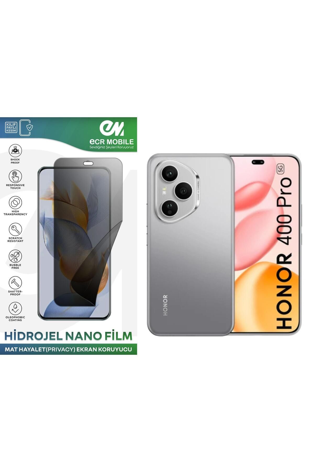 Ecr Mobile Honor 400 Pro Uyumlu Hidrojel Nano Ekran Koruyucu Film HAYALET(Privacy)Tempered Cam Değildir