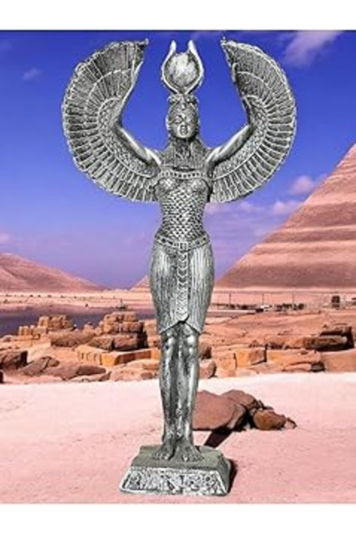 ASİTAN İsis Mısır Biblo Heykel Gümüş 33 Cm