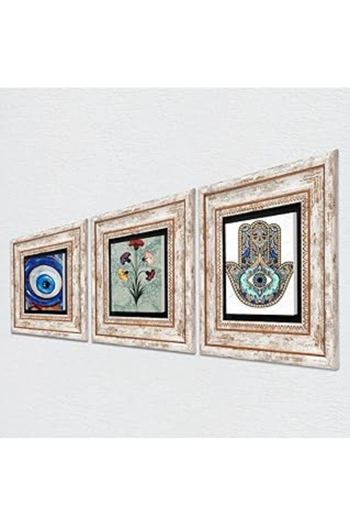 ASİTAN Pinecone Nazar, Ebru Sanatı, Fatma Ana Eli (Hamsa) Taş Duvar Tablosu - Çerçeveli Taş Tablo - Dekora