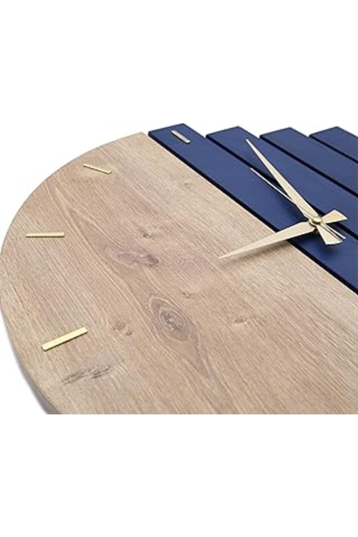 NETWORK ART Yedi Wooden Sections Ahşap Modern El Yapımı Duvar Saati 5021_Navy Blue