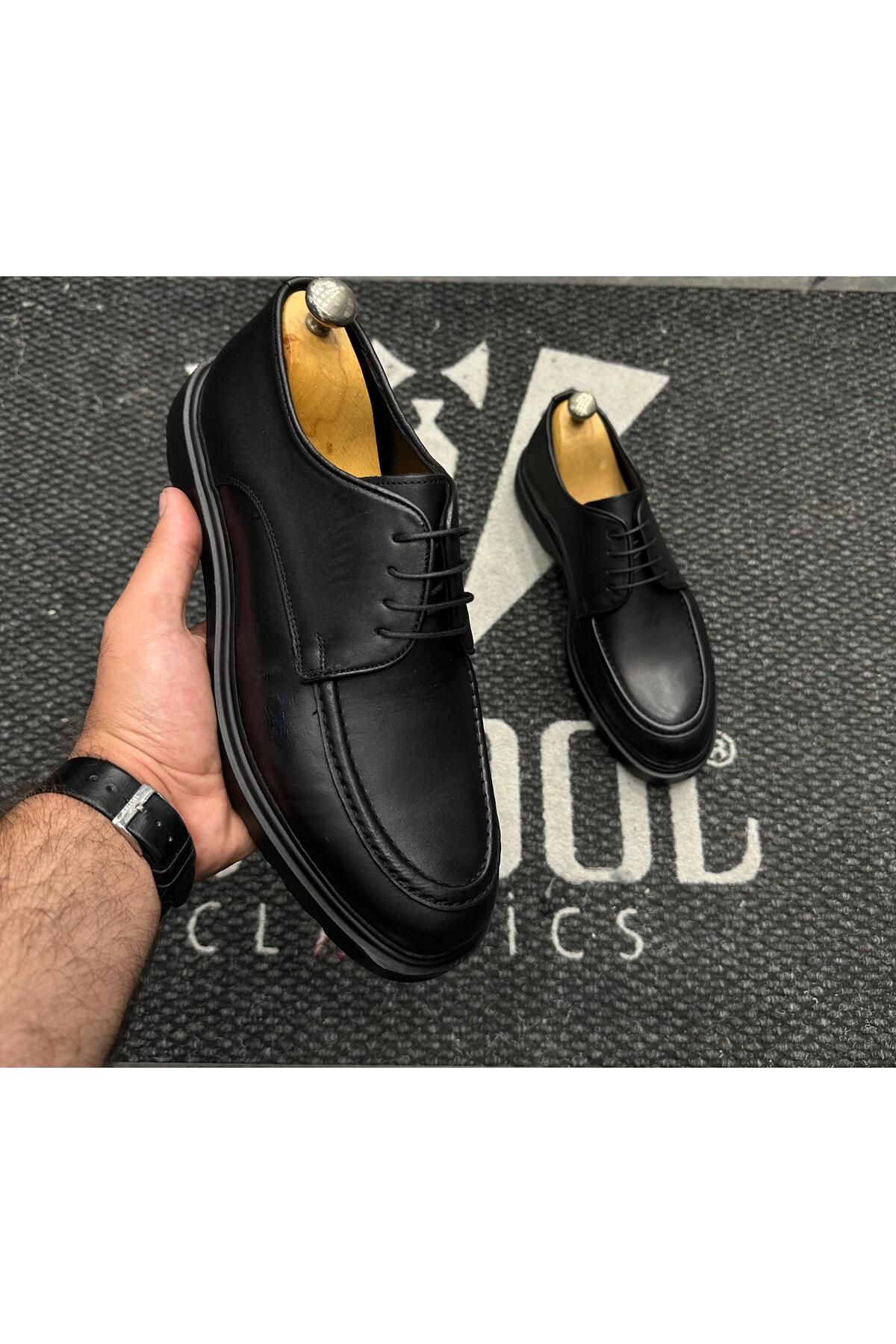 bycool classics İÇ DIŞ NATUREL DERİ SİYAH AYAKKABI