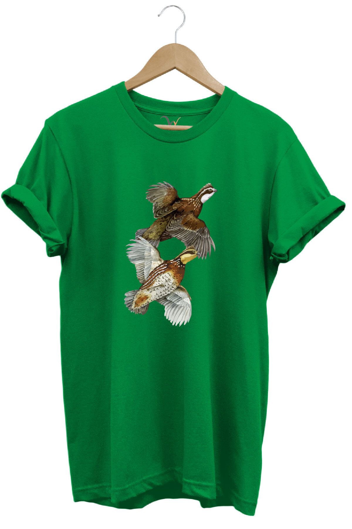 WİDİ Avcılık Hunter Keklik Kuşları Tasarımlı %100 Pamuk Regular Fit T-Shirt