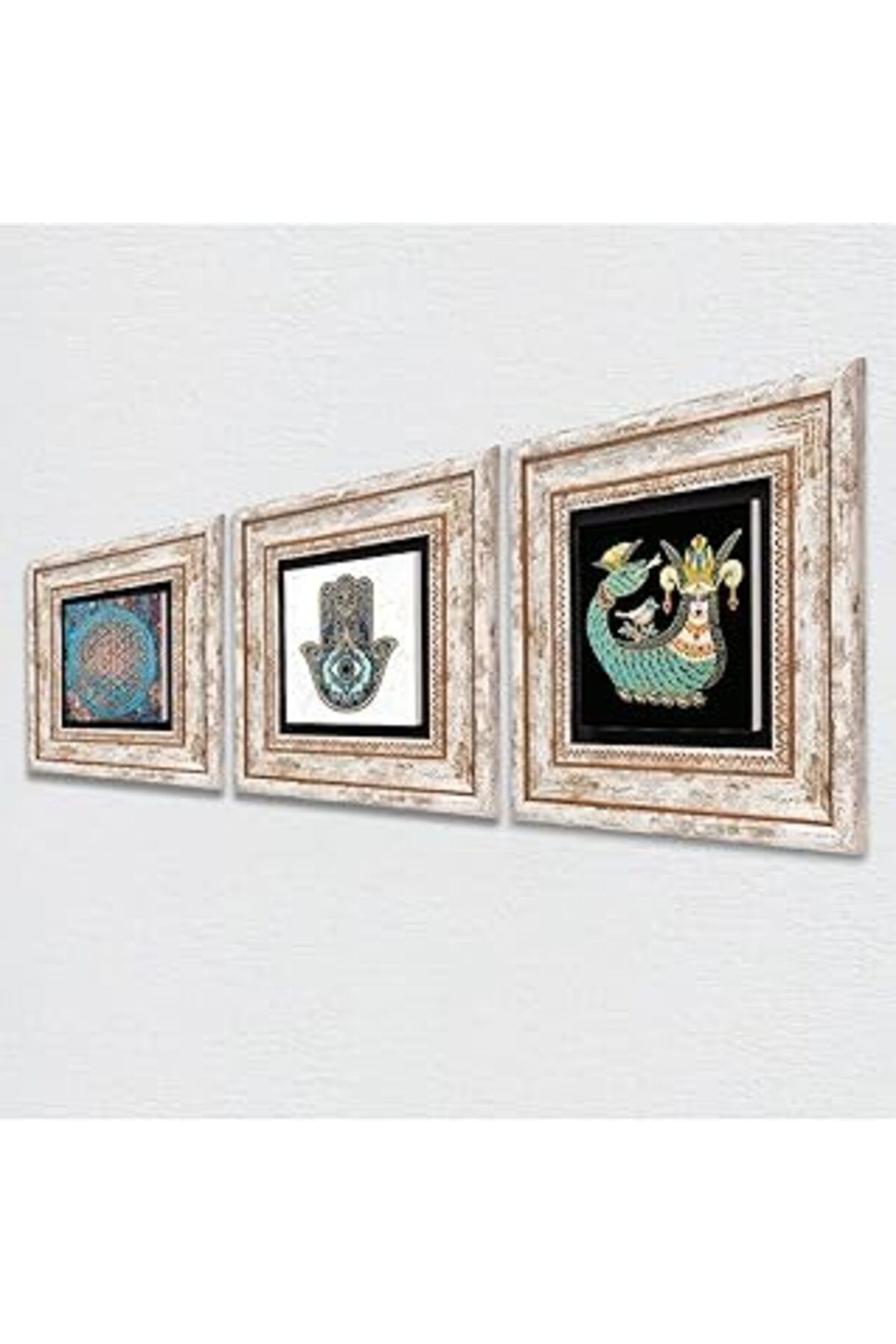 ASİTAN Pinecone Yaşam Çiçeği, Şahmeran, Fatma Ana Eli (Hamsa) Taş Duvar Tablosu - Çerçeveli Taş Tablo - De