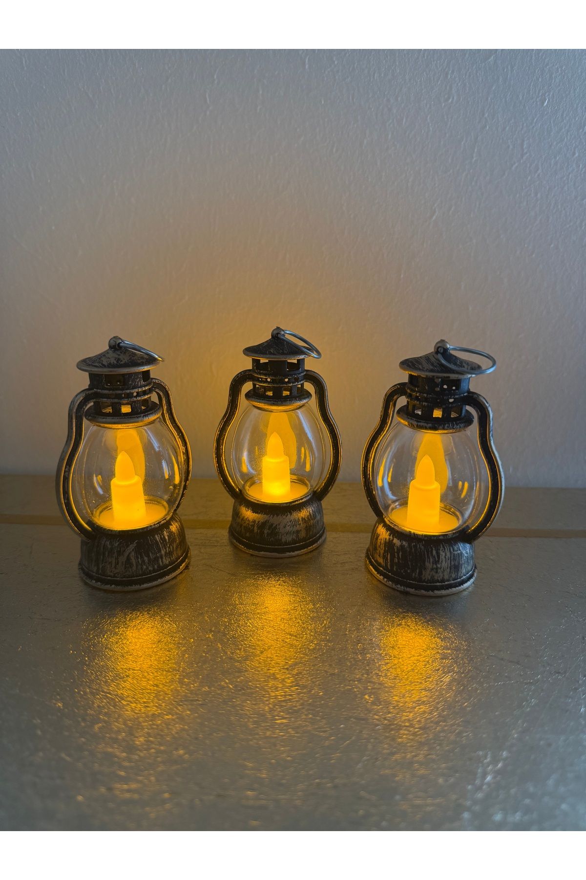 GümüşAVM Ledli Gaz Lambası 3’lü Set