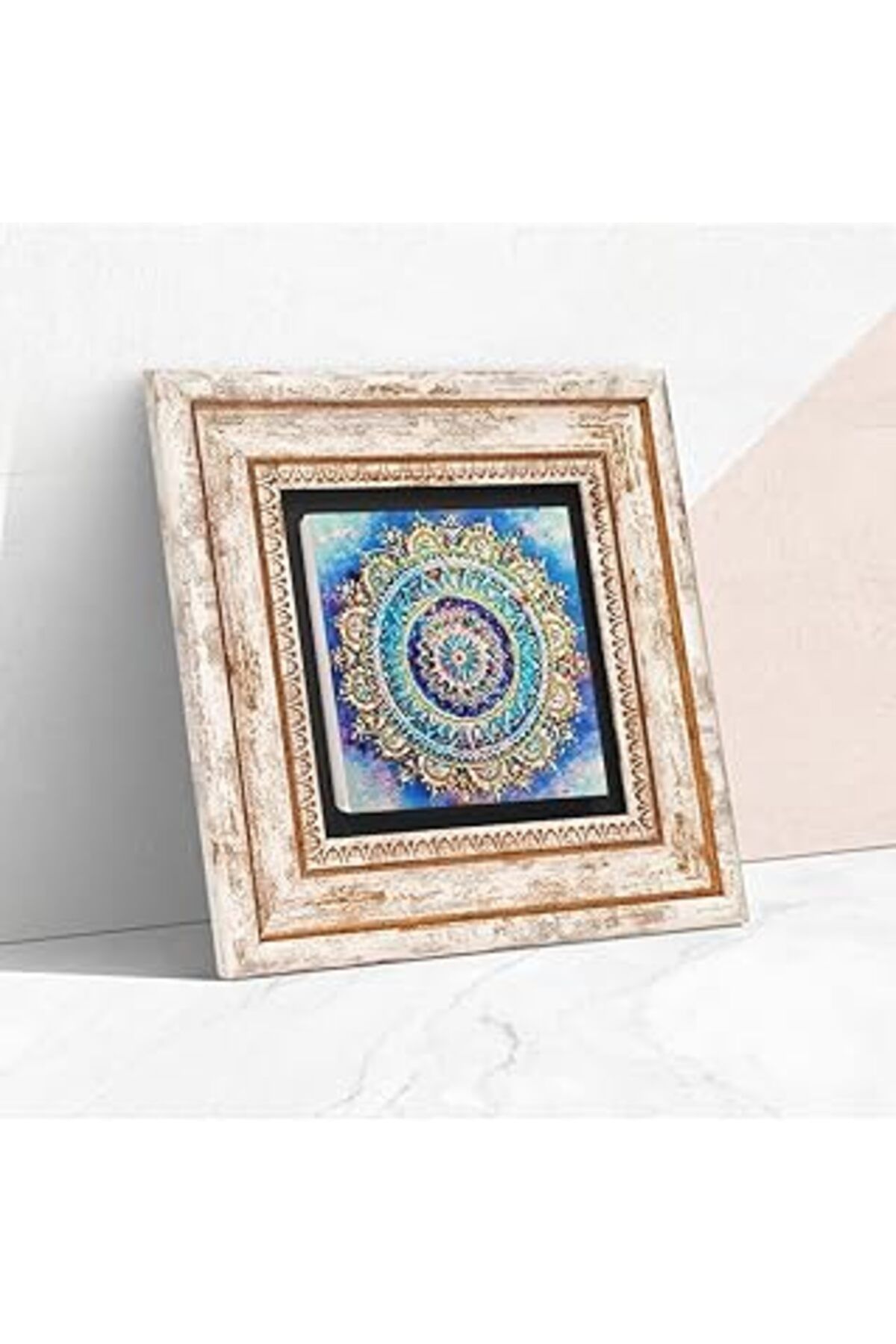ASİTAN Pinecone Mandala Taş Duvar Tablosu - Çerçeveli Taş Tablo - Dekoratif Duvar Sanatı - Modern Ev Ve Of