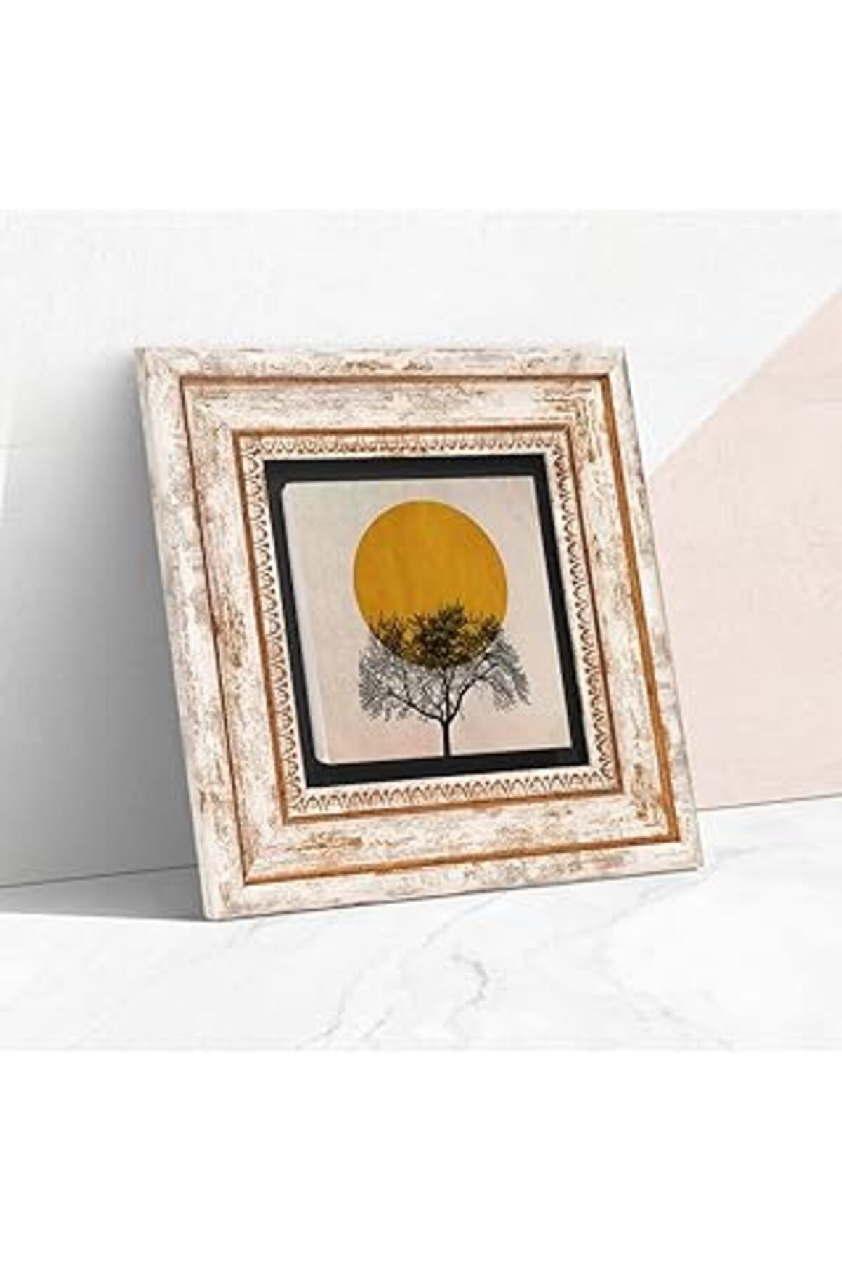 NETWORK ART Pinecone Minimalist Taş Duvar Tablosu - Çerçeveli Taş Tablo - Dekoratif Duvar Sanatı - Modern Ev Ve