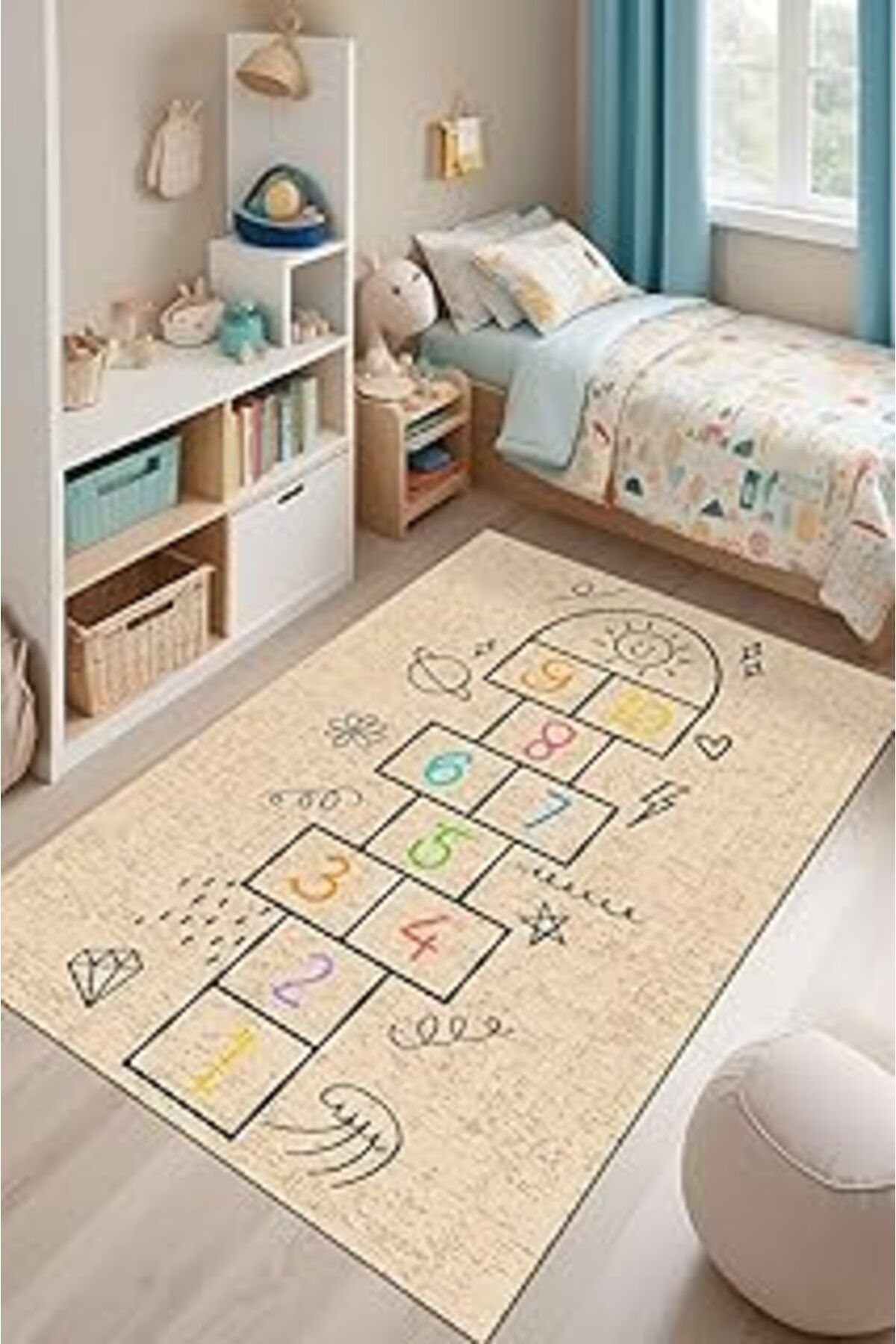 ASİTAN Depoba Selan Kadife Modern Desen Kaymaz Pamuk Tabanlı Yıkanabilir Antibakteriyel Halısı 140X200