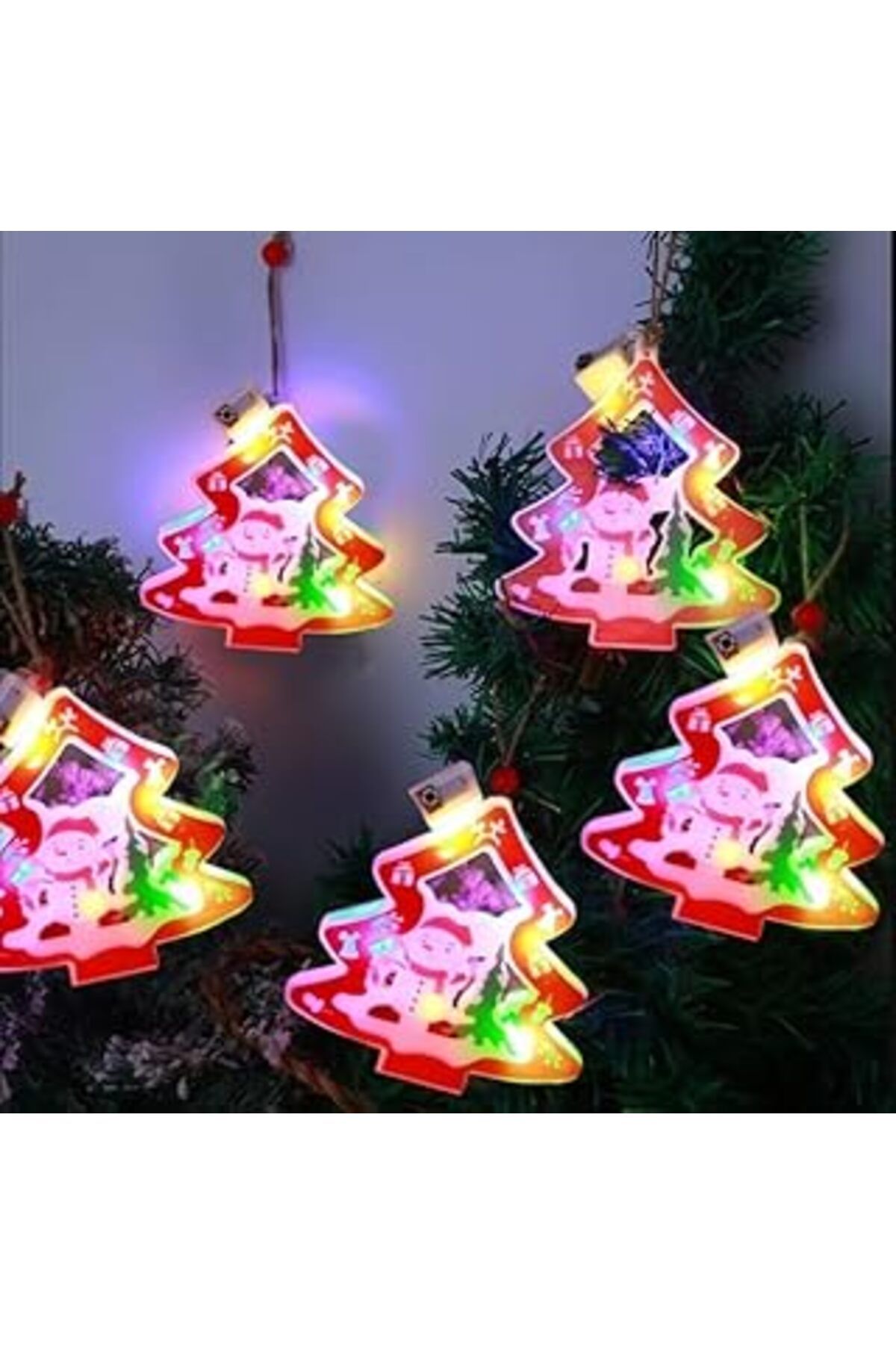 ASİTAN Kardan Adam Motifli 5'Li Led Ağaç Dekoratif Lambayılbaşı Renkli Işıklar Asılı Işık Sahne Düzeni Rgb