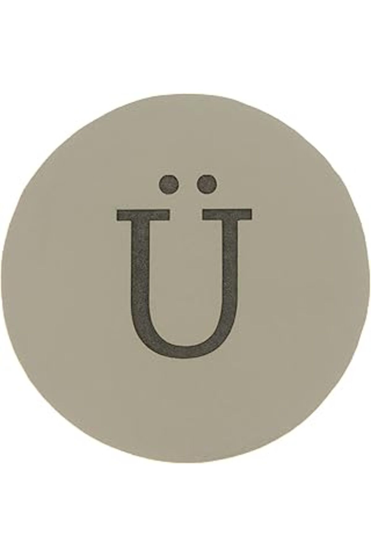 ASİTAN Miaju Ü Harfli Hakiki Deri Bardak Altlığı, Gerçek Deri Özel Gün Hediyesi, 9 Cm Çapında Yuvarlak Der
