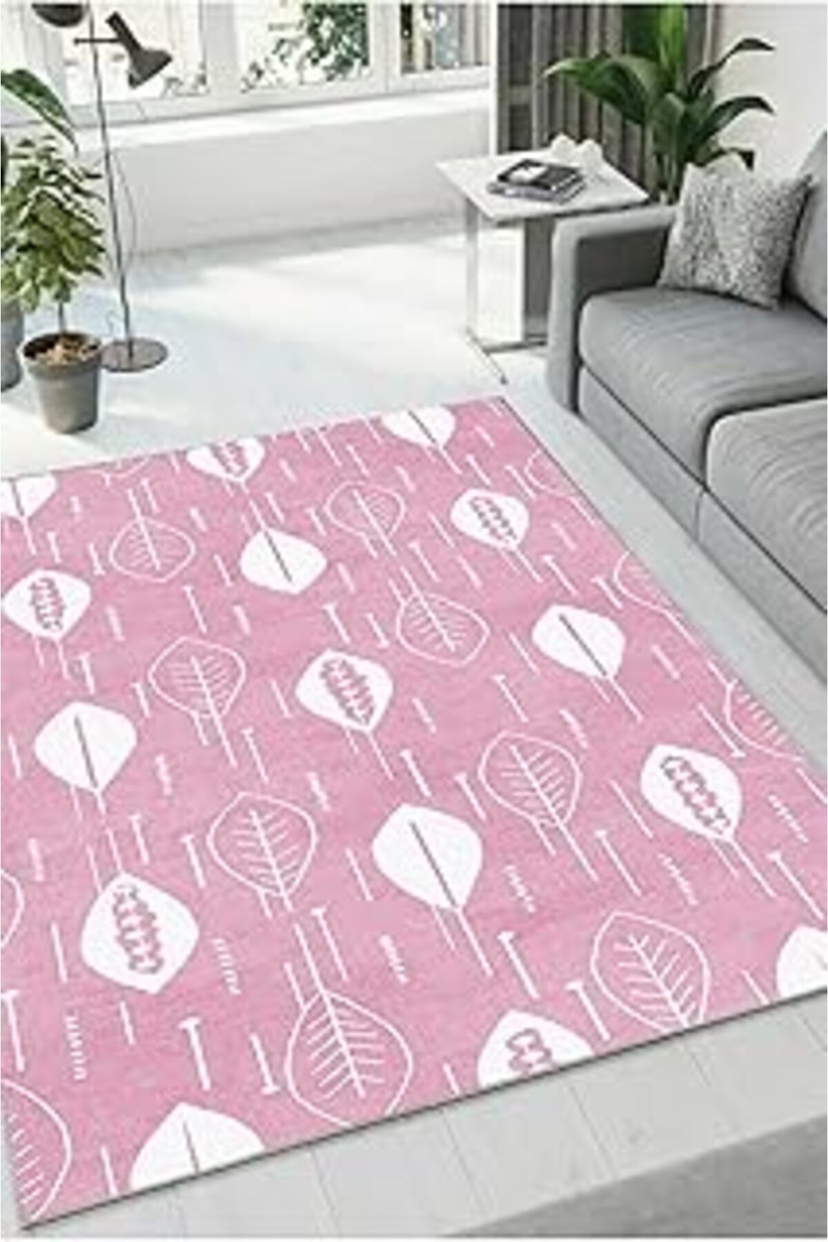 ASİTAN Yıkanabilir Kaymaz Tabanlı Oturma Halısı Salon Koridor Mutfak Odası Dz-23-Pembe Dz-23Pembe40X60