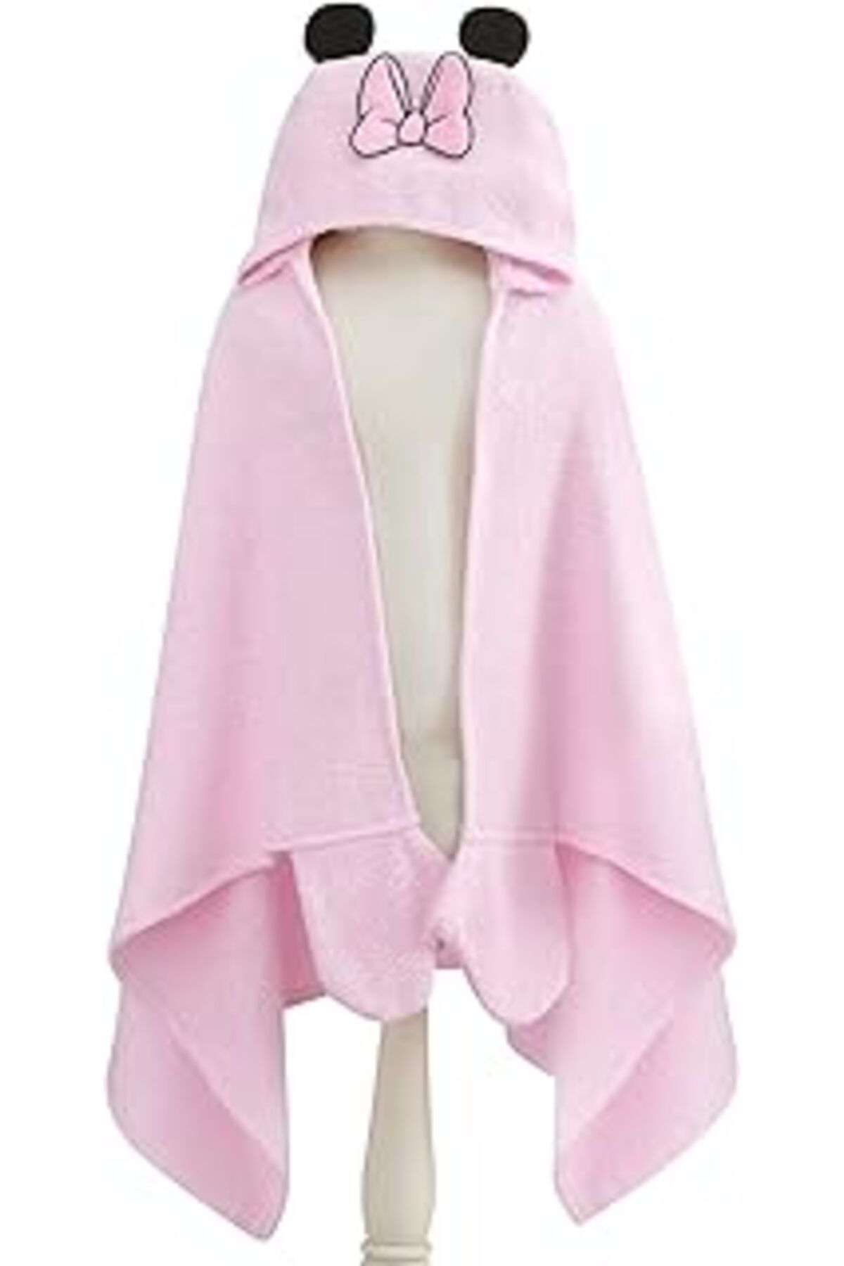 Qedii Disney Minnie Lisanslı Karakter Baskılı%100 Pamuk Bebek Havlu Panço, Pembe, 75X130 Cm