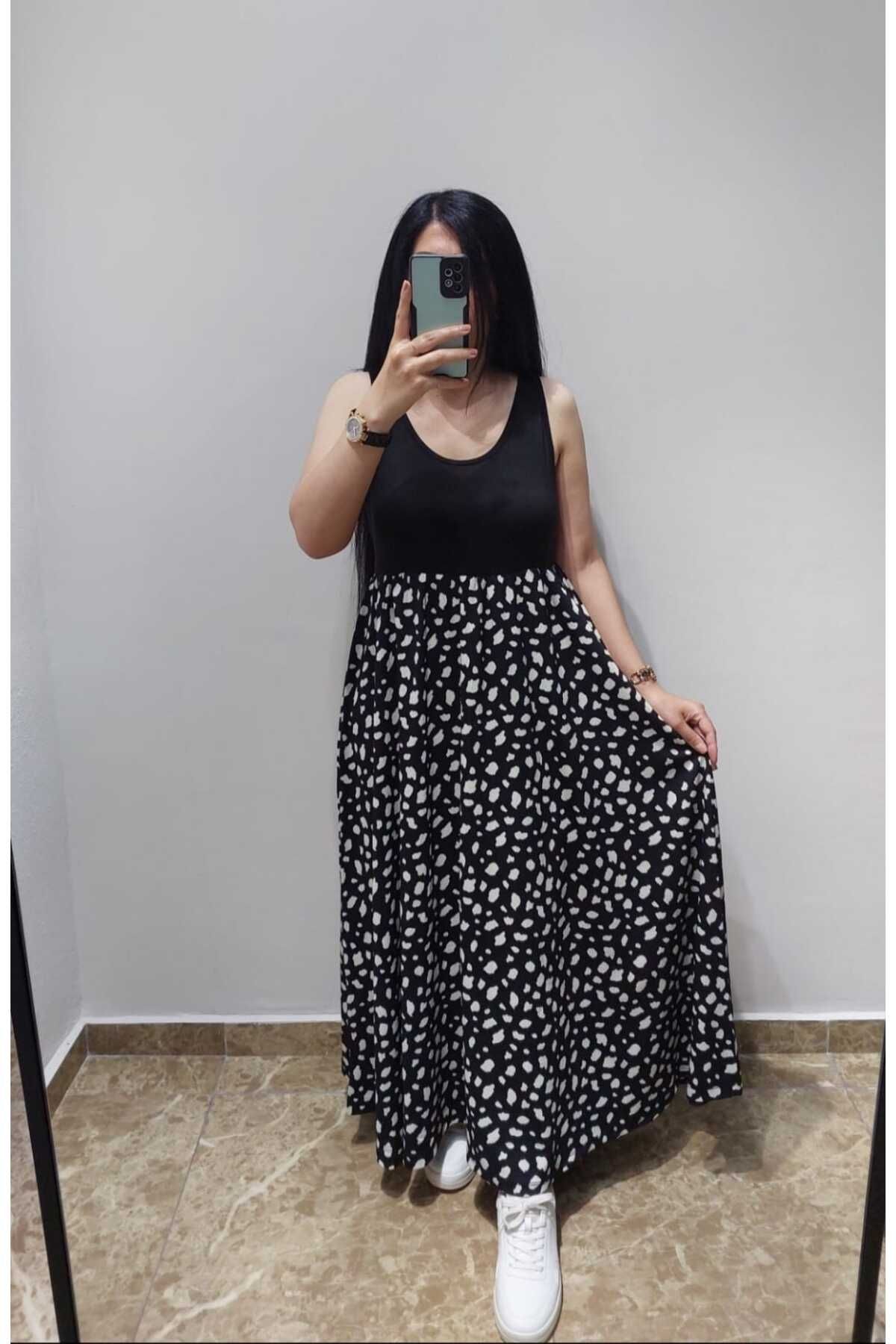 Nida Çelik Collection Siyah Bürümcük Uzun Elbise
