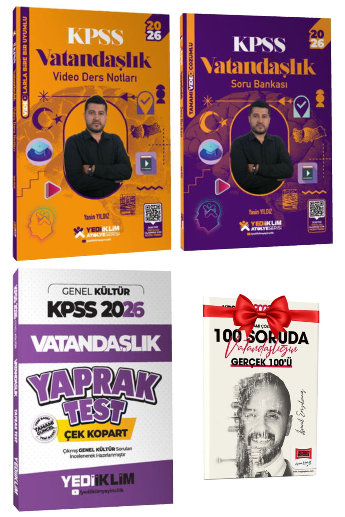Yediiklim Yayınları 2026 KPSS Vatandaşlık Video Ders Notları+Soru Bankası+Yaprak Test+Hediye 100 Soruda Vatandaşlık