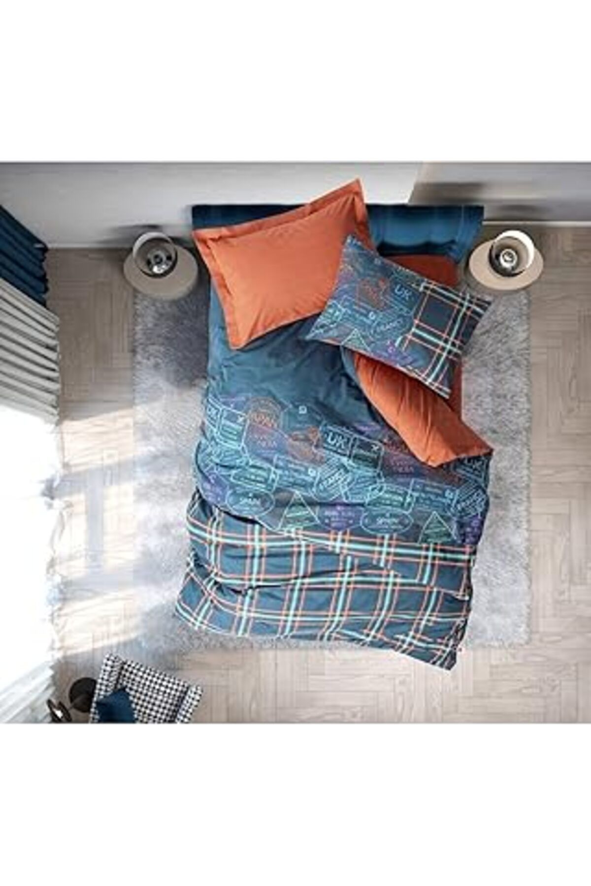 Qedii Cozy Home Genç Odası Tek Kişilik Nevresim Takımı Pleds Tarçın