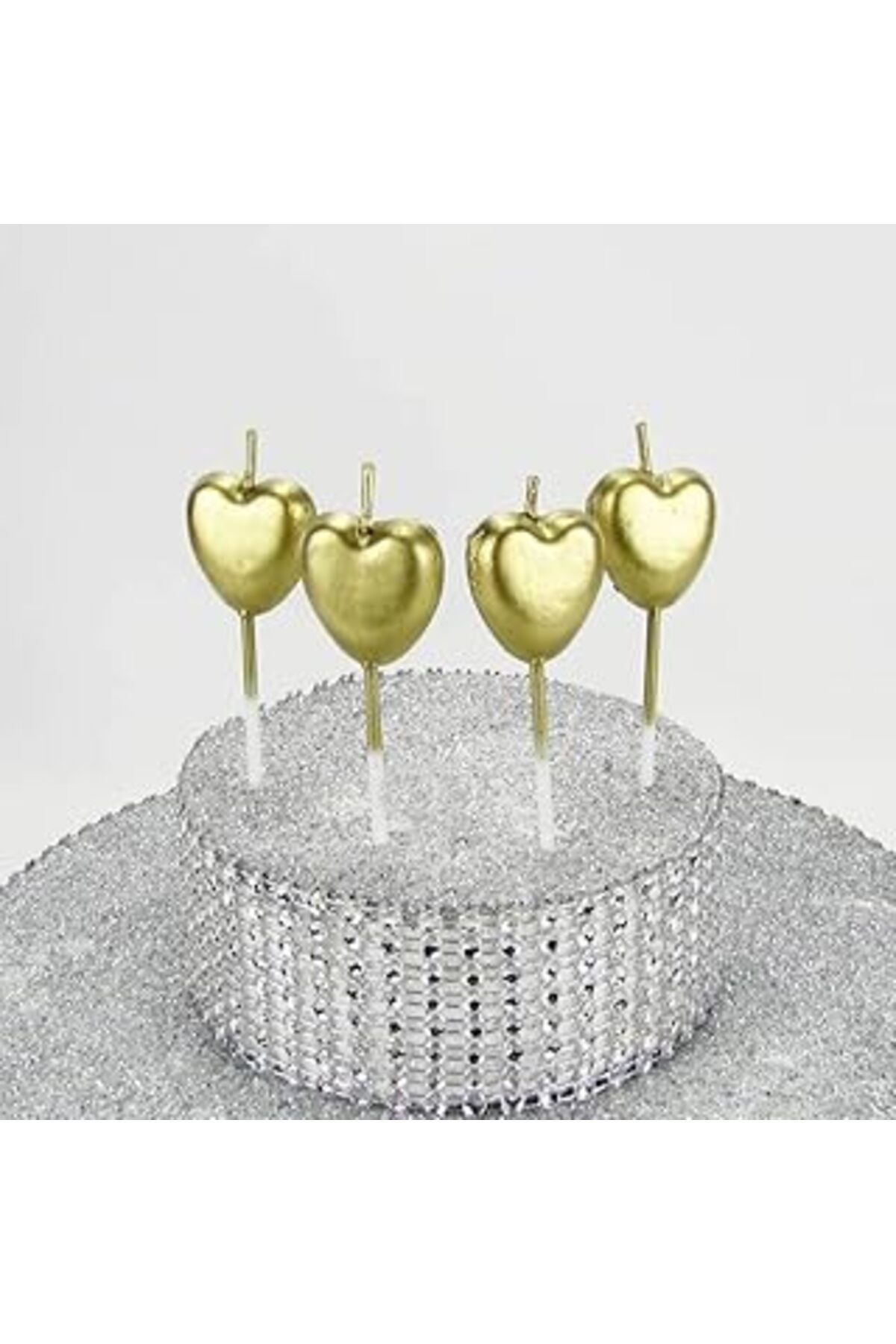 NETWORK ART Parti Vitrini Gold Renk Kalp Mumlar 4 Adet